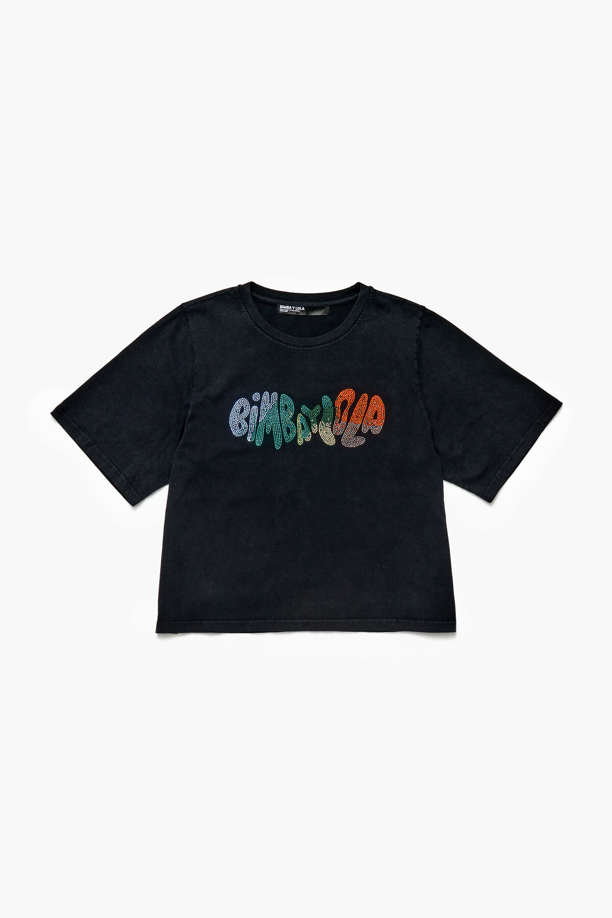 Camiseta algodón logo Hot Fix Bimba negra