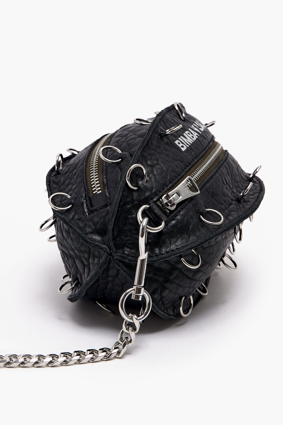 Bolso Pelota S anillas piel negro