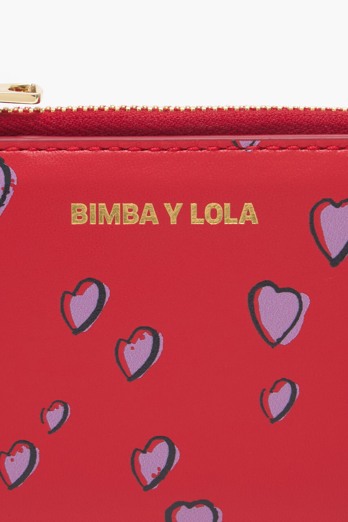 Cartera rectangular piel print Small Hearts roja