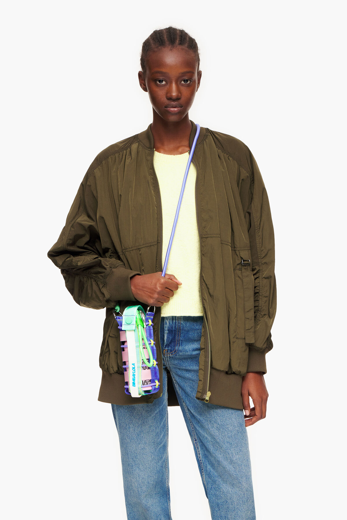 Funda botella nylon rosa