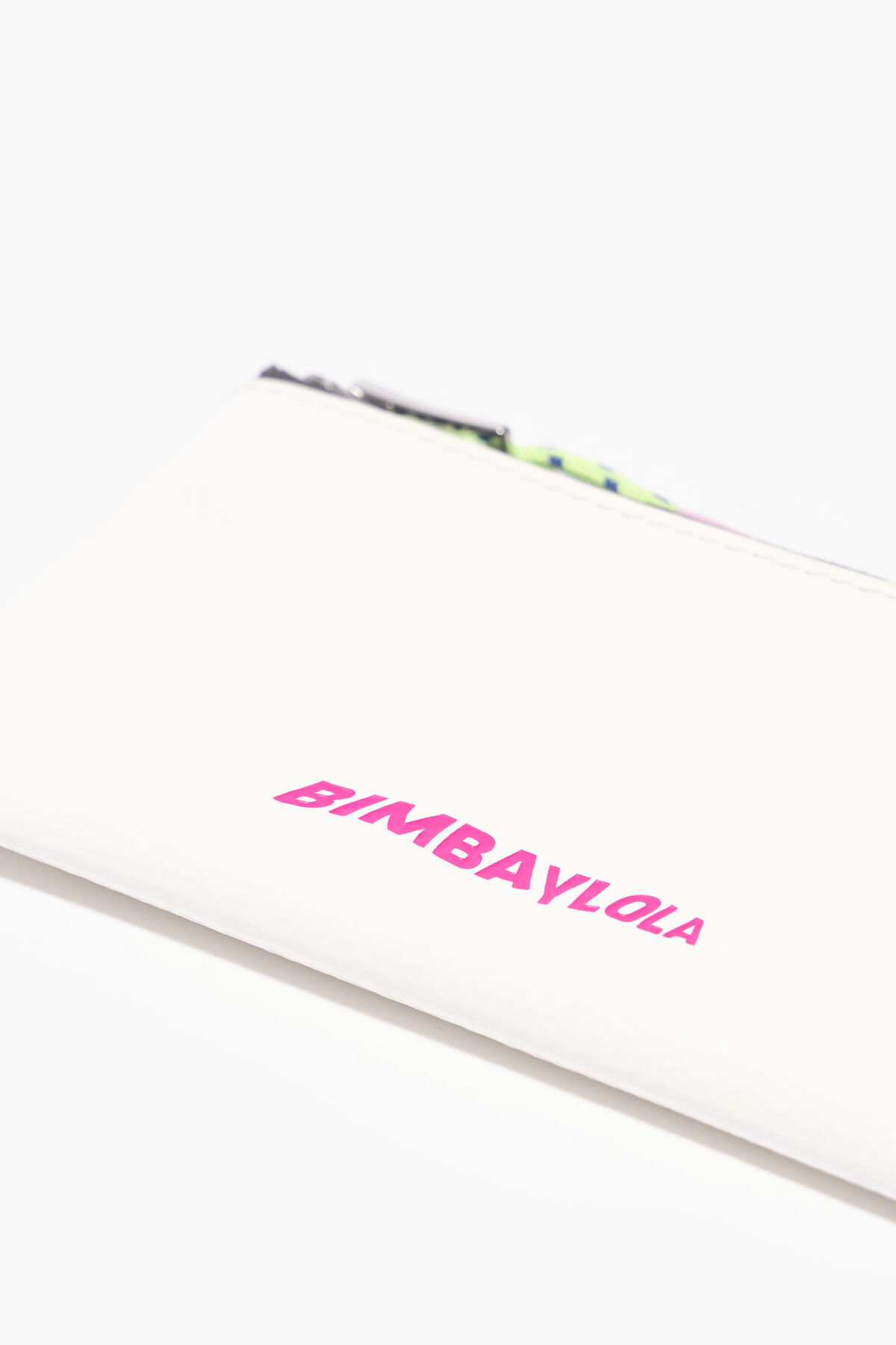 Monedero rectangular charol blanco