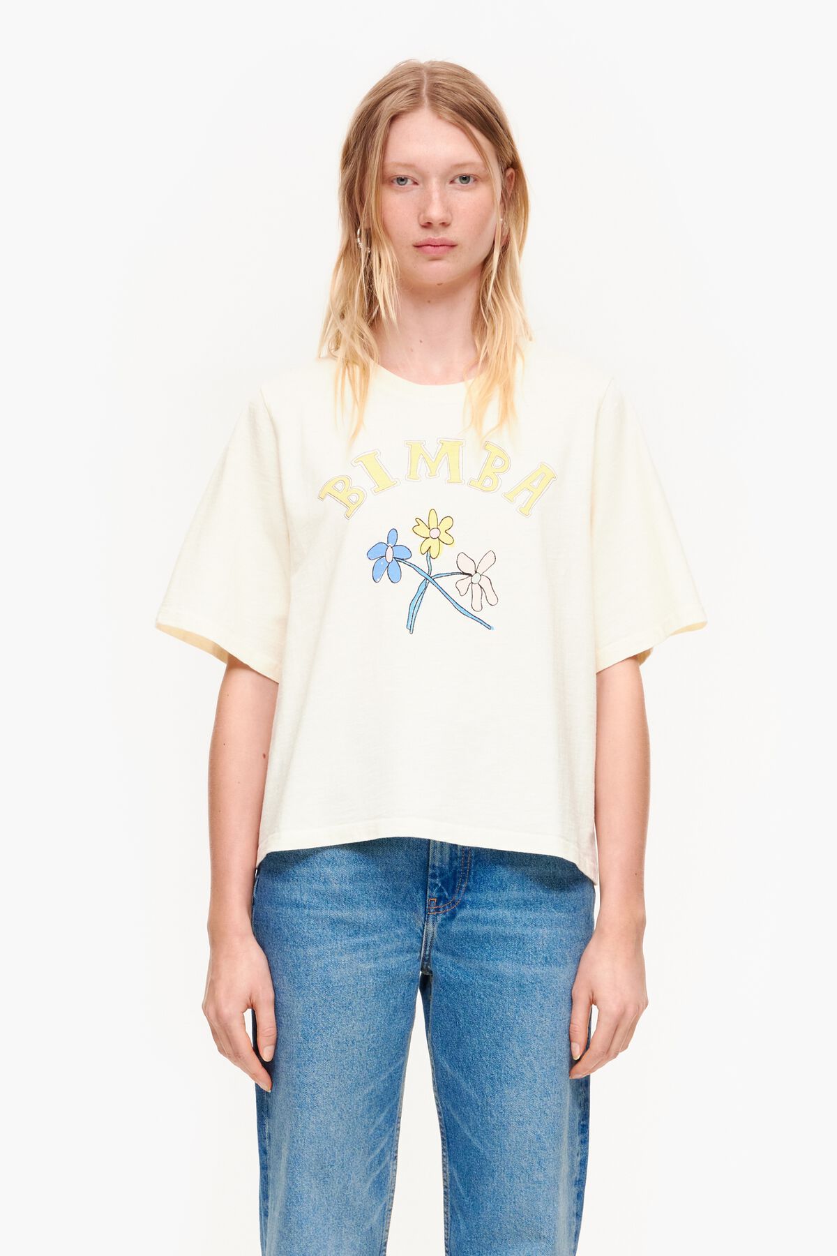 Camiseta algodón logo Bimba flor vainilla