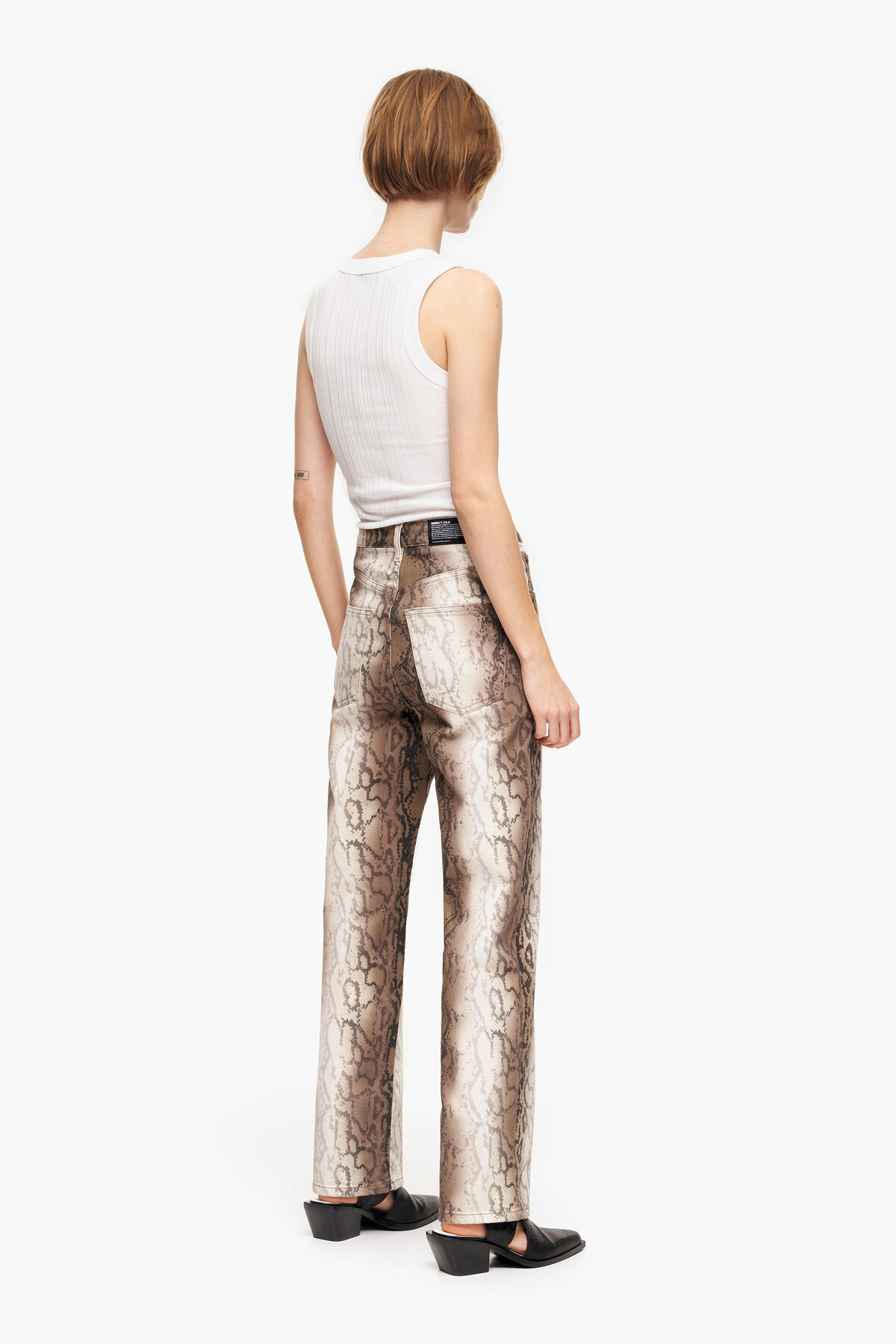 STRAIGHT CROPPED - Vaquero recto print Python Pixel caqui
