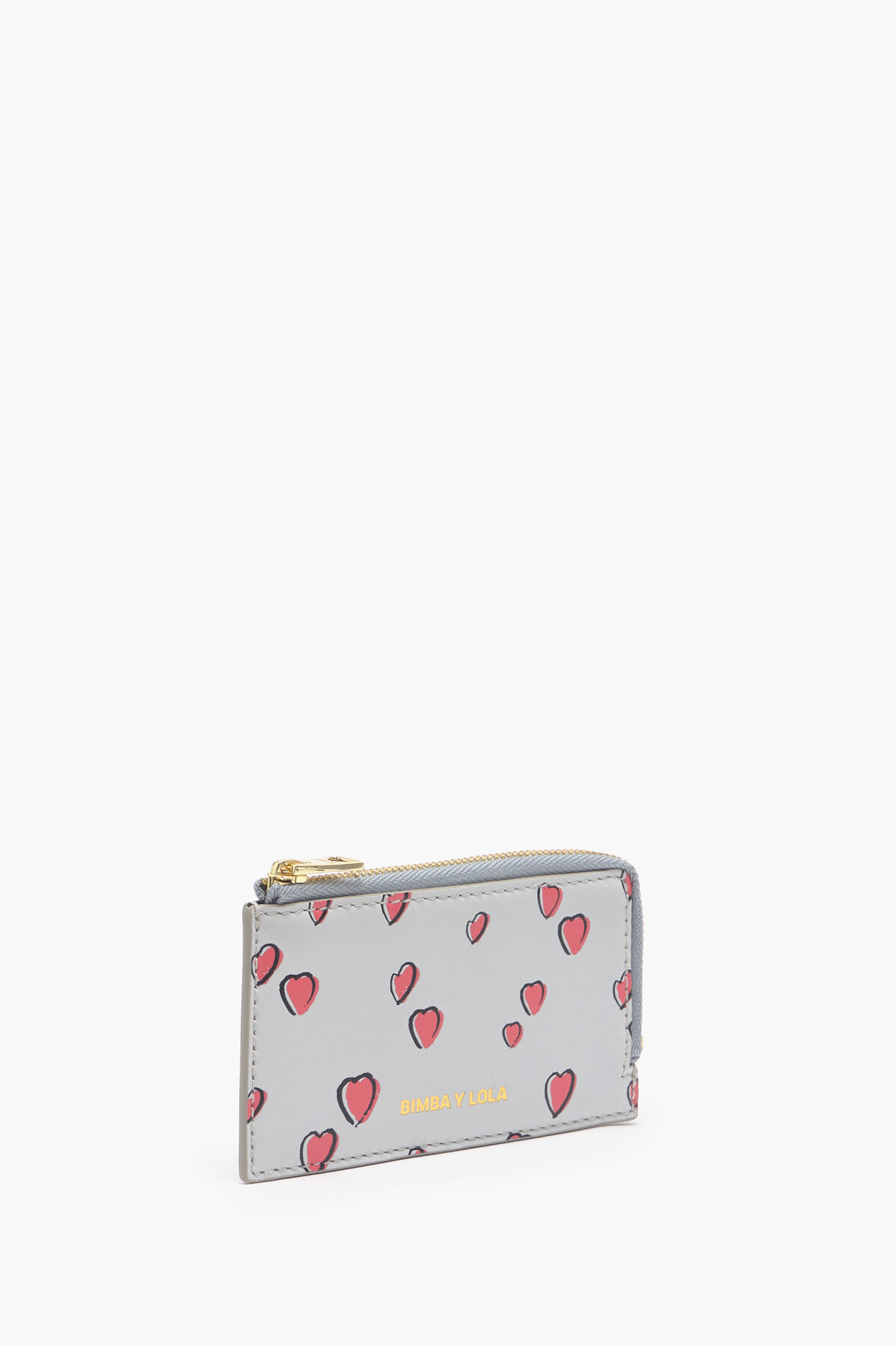 Monedero rectangular piel print Small Hearts gris