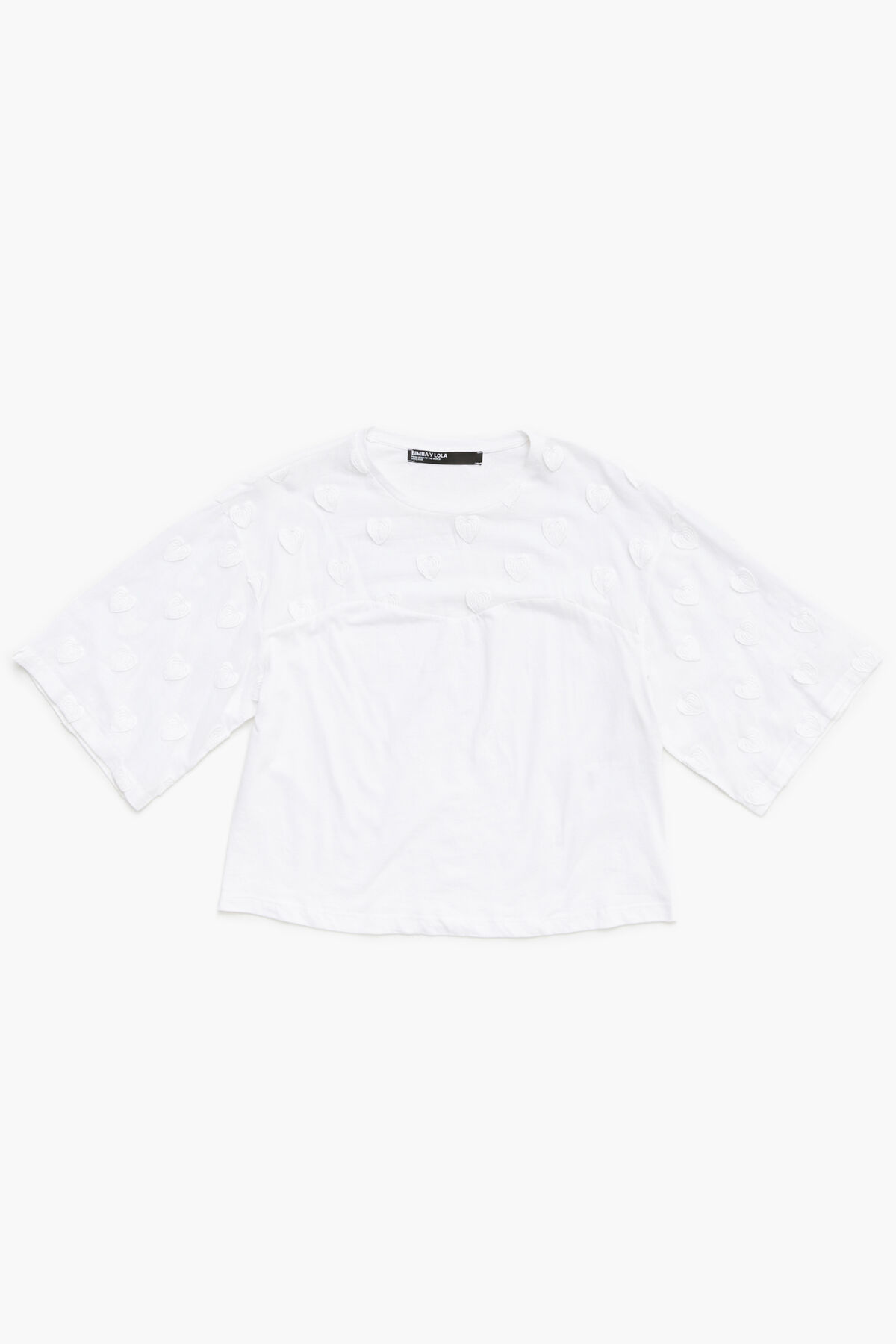 Camiseta algodón corazones blanca