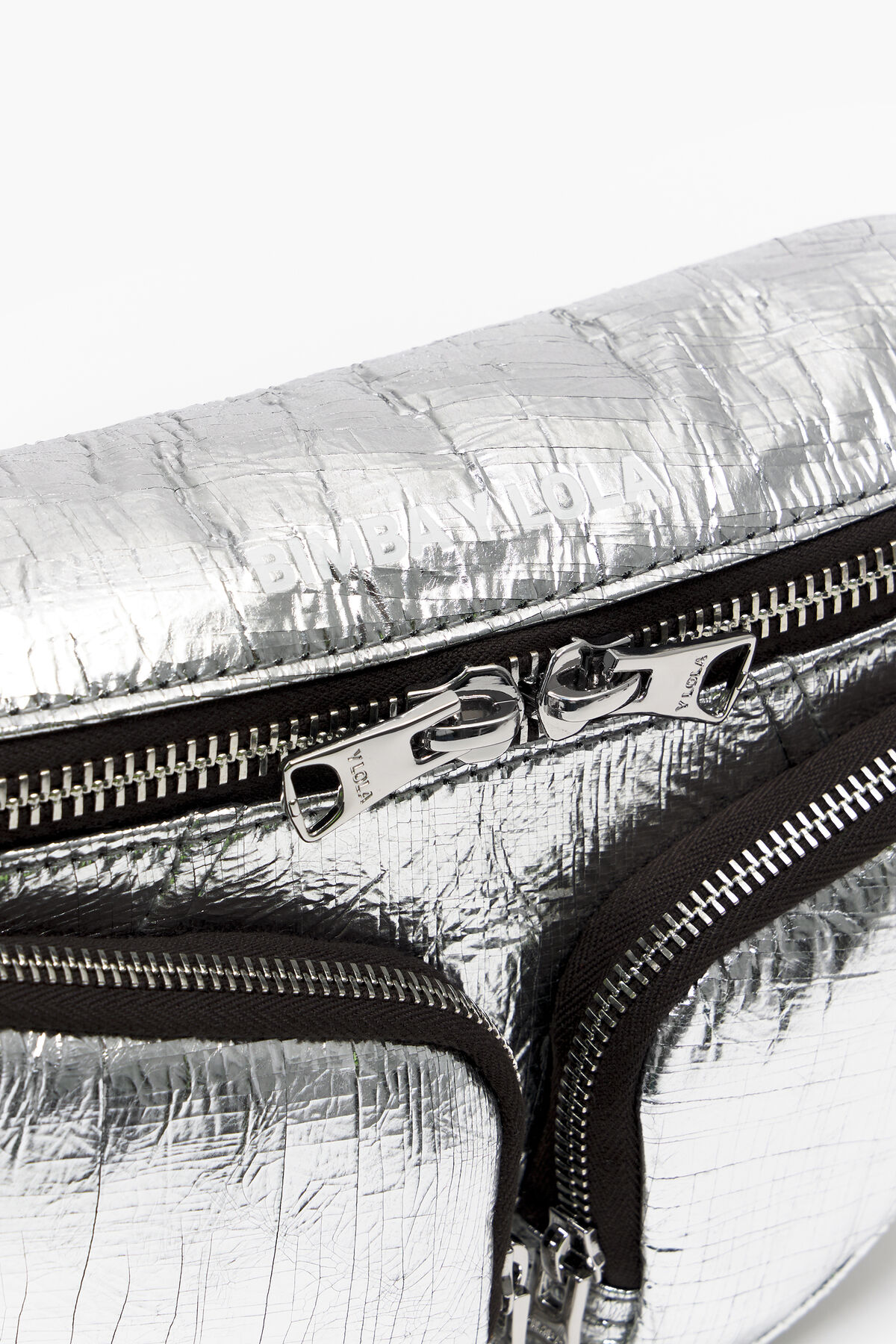 Bolso riñonera Pocket S piel plateado