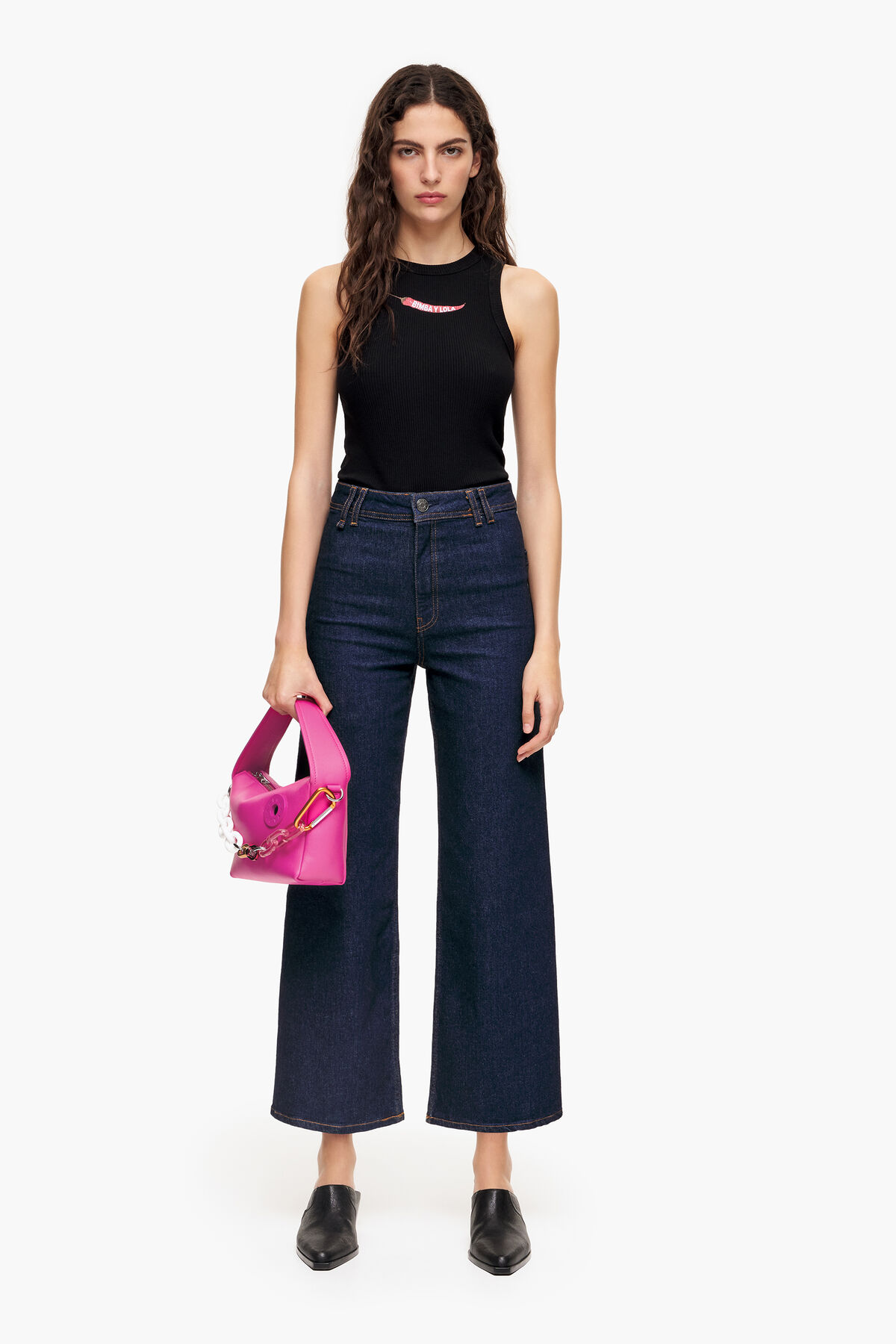 Bolso hobo M piel fucsia