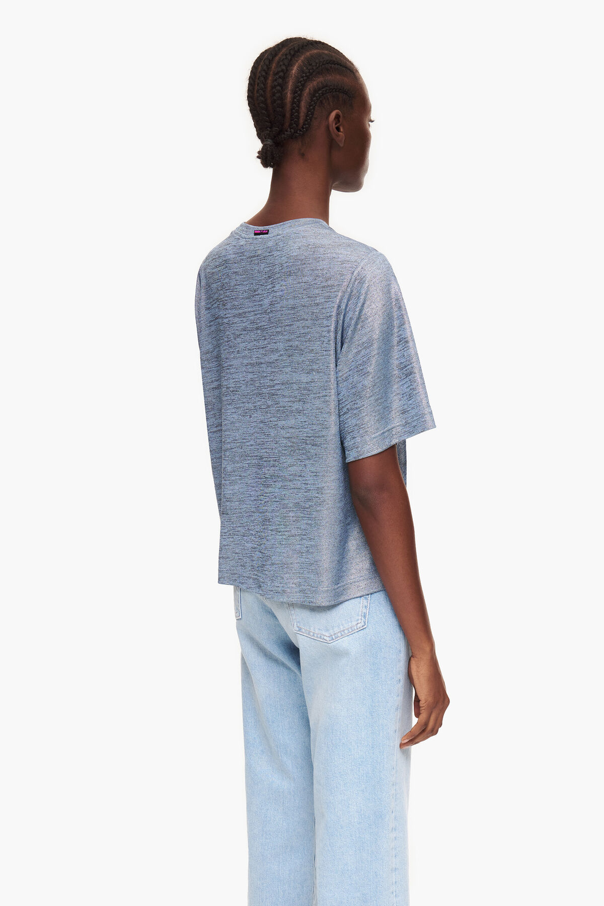 Camiseta corta fluida azul foil