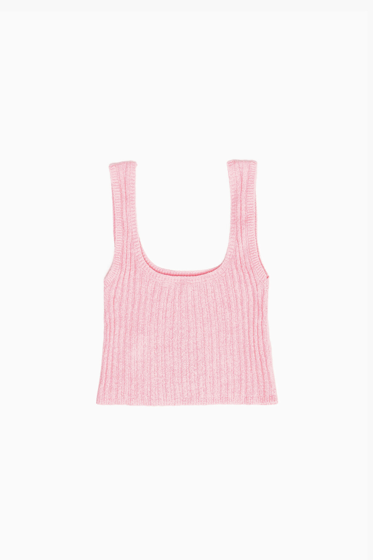 Top ajustado canalé rosa