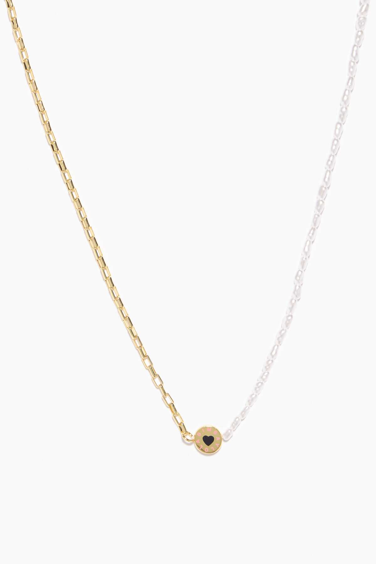 Collar perlas logo negro