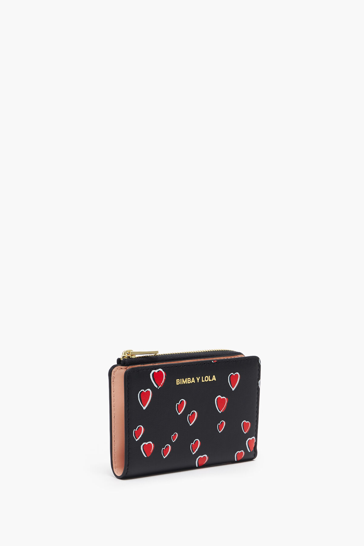 Cartera rectangular piel print Small Hearts negra