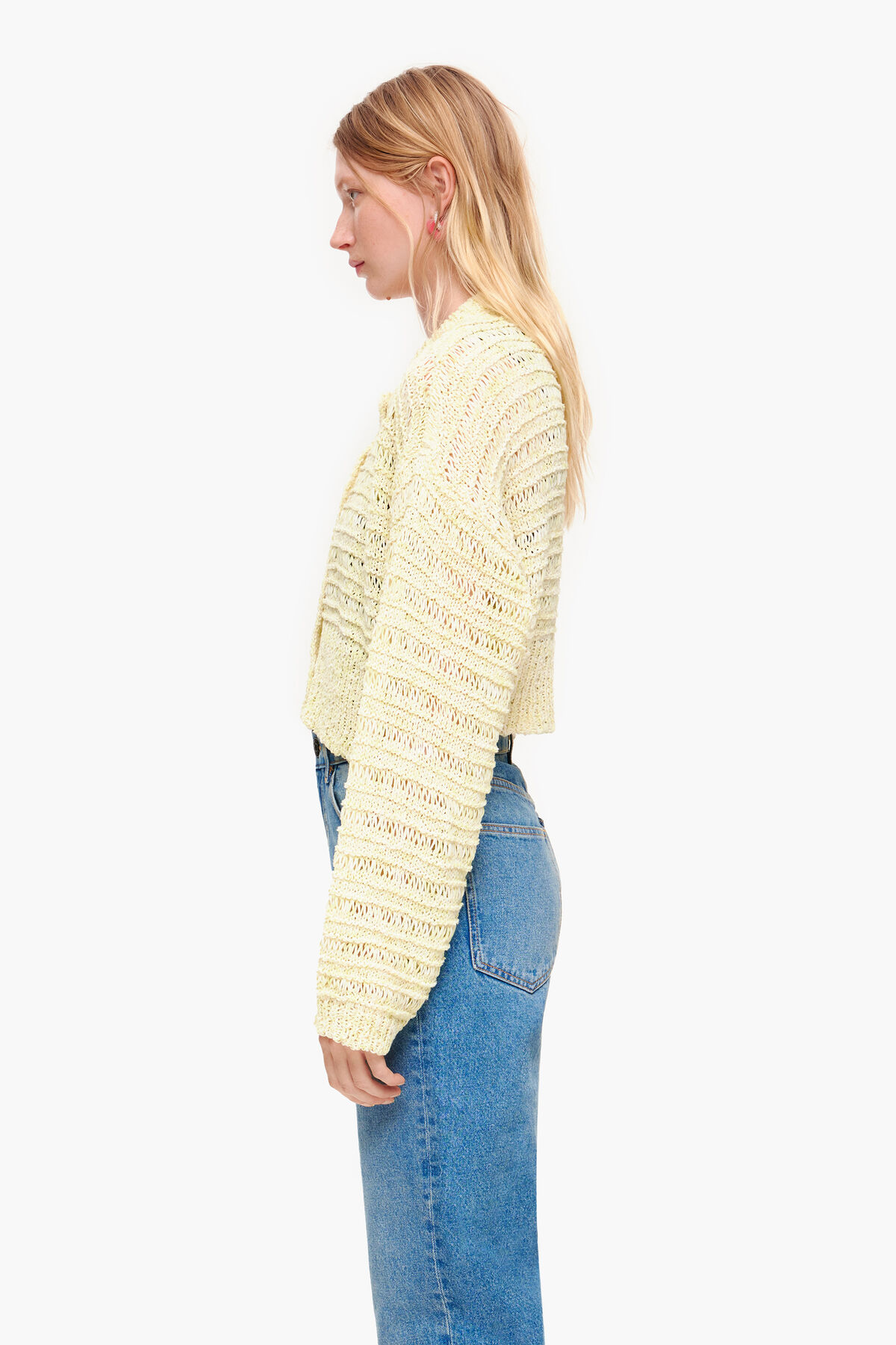 Cárdigan boxy punto rosa