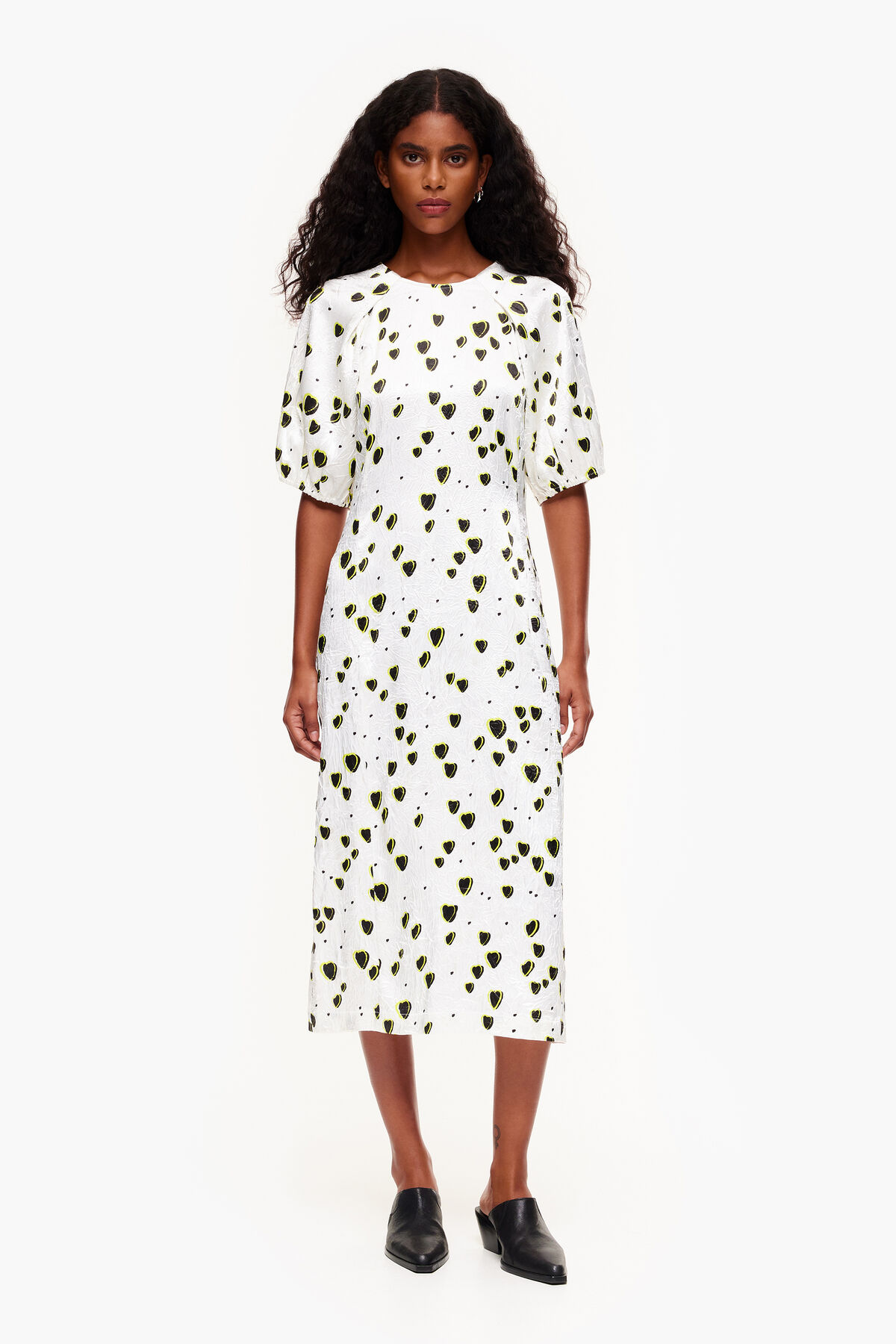 Vestido midi fluido print Small Hearts