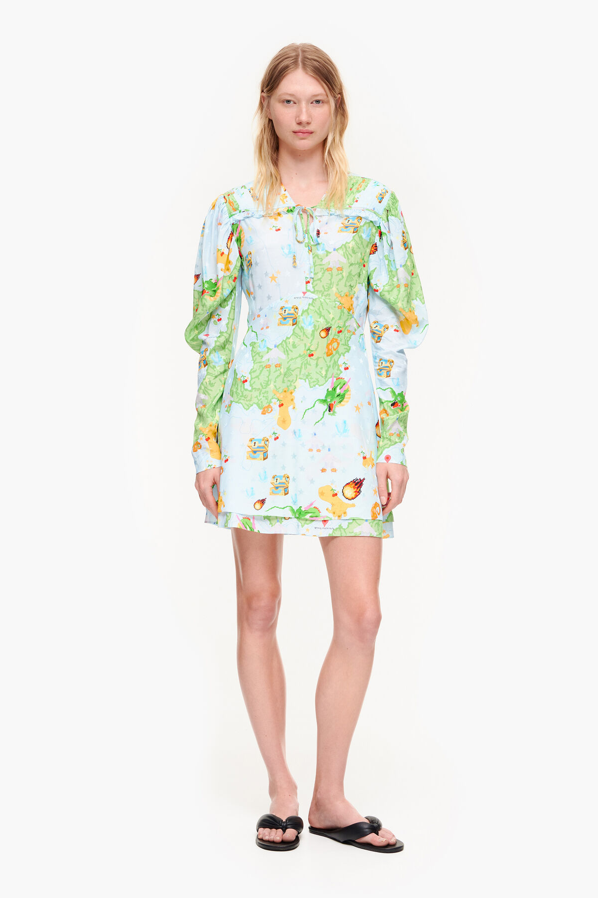 Vestido corto fluido jacquard print Vigo Game