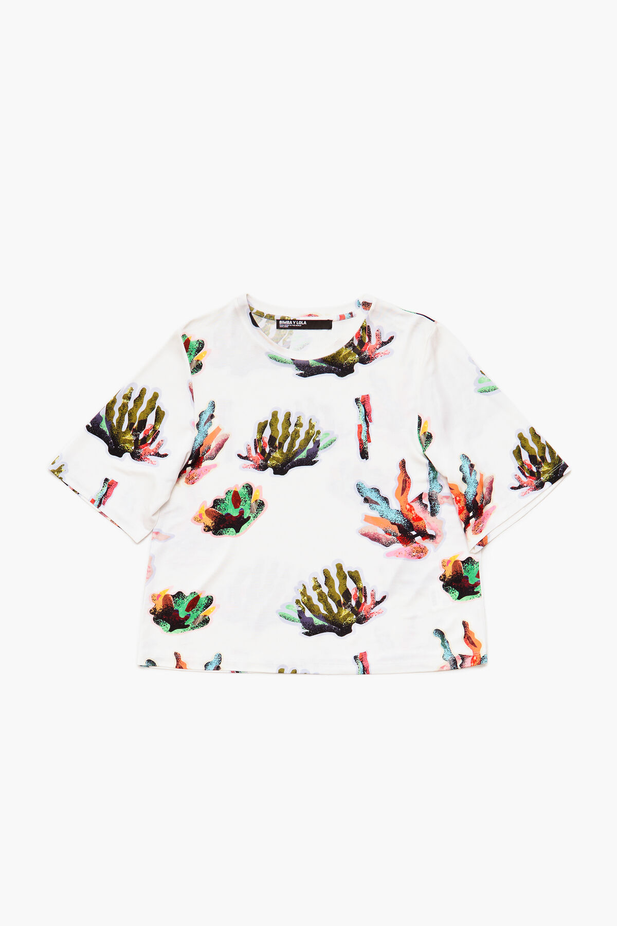 Camiseta boxy print Coral marfil