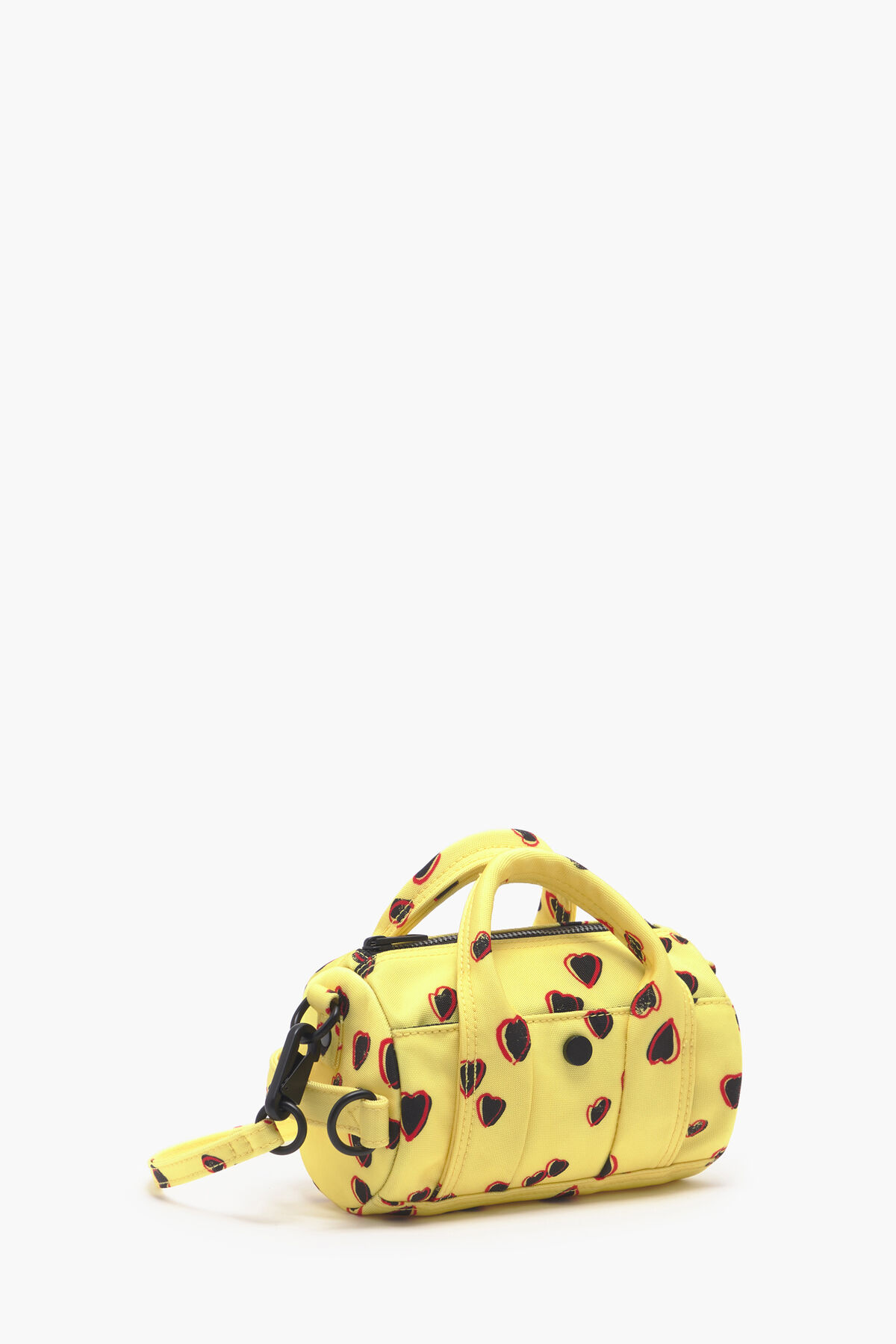Bolso barril XS nylon print Small Hearts amarillo