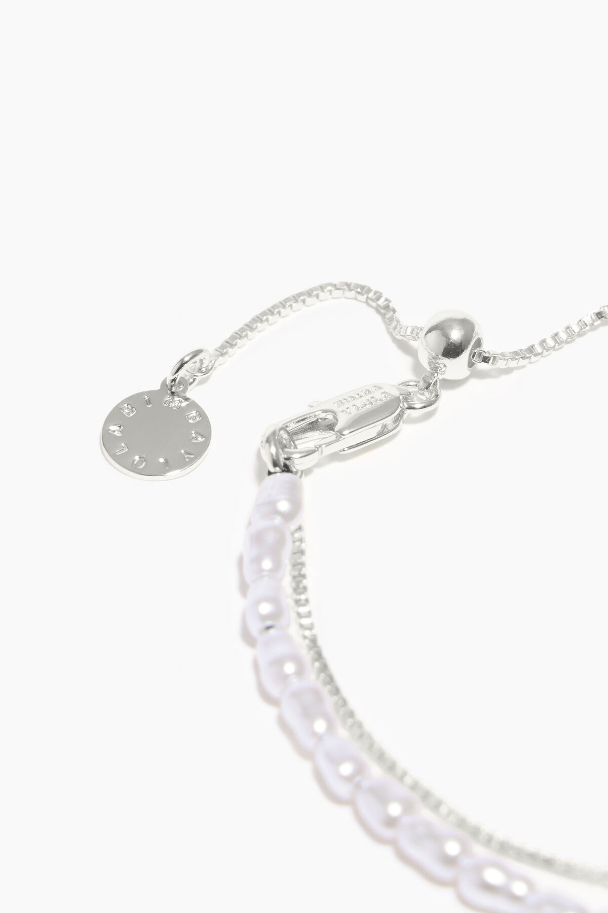 Pulsera doble perlas plateada