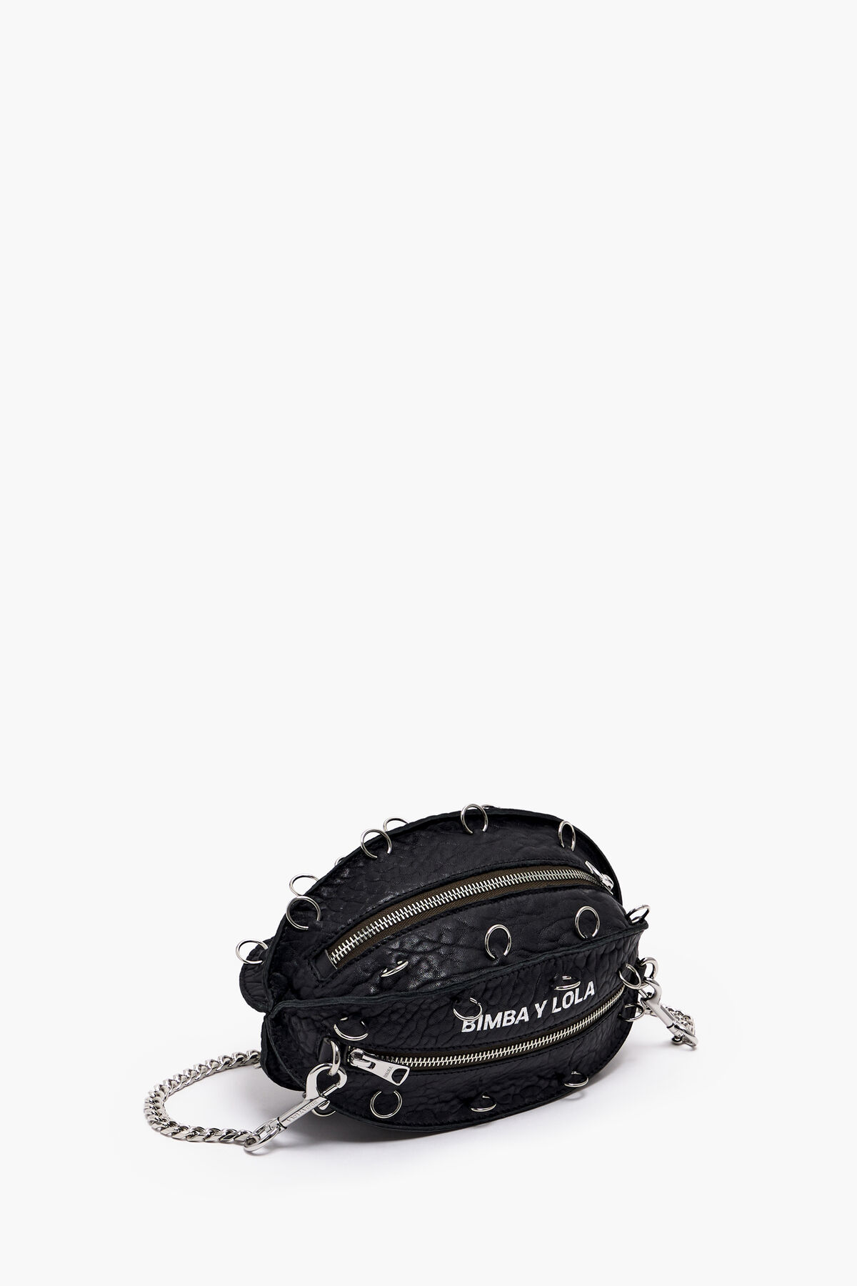 Bolso Pelota S anillas piel negro