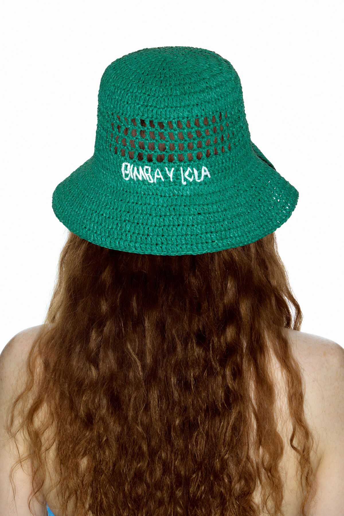 Gorro bucket rafia verde