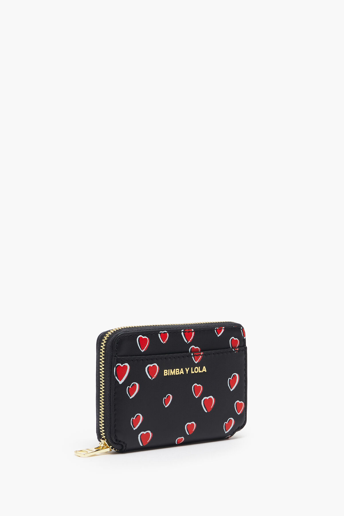 Cartera rectangular piel print Small Hearts negra