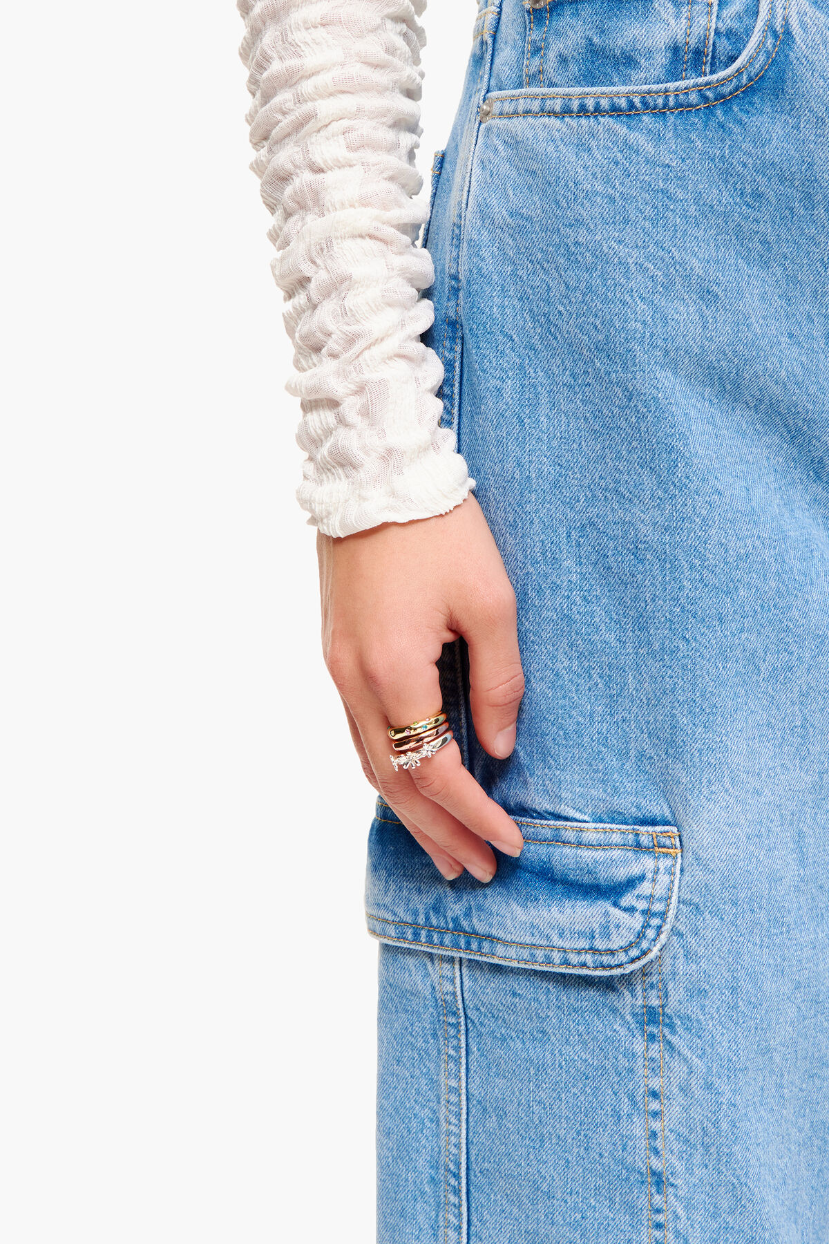 Set anillos flores y cristales