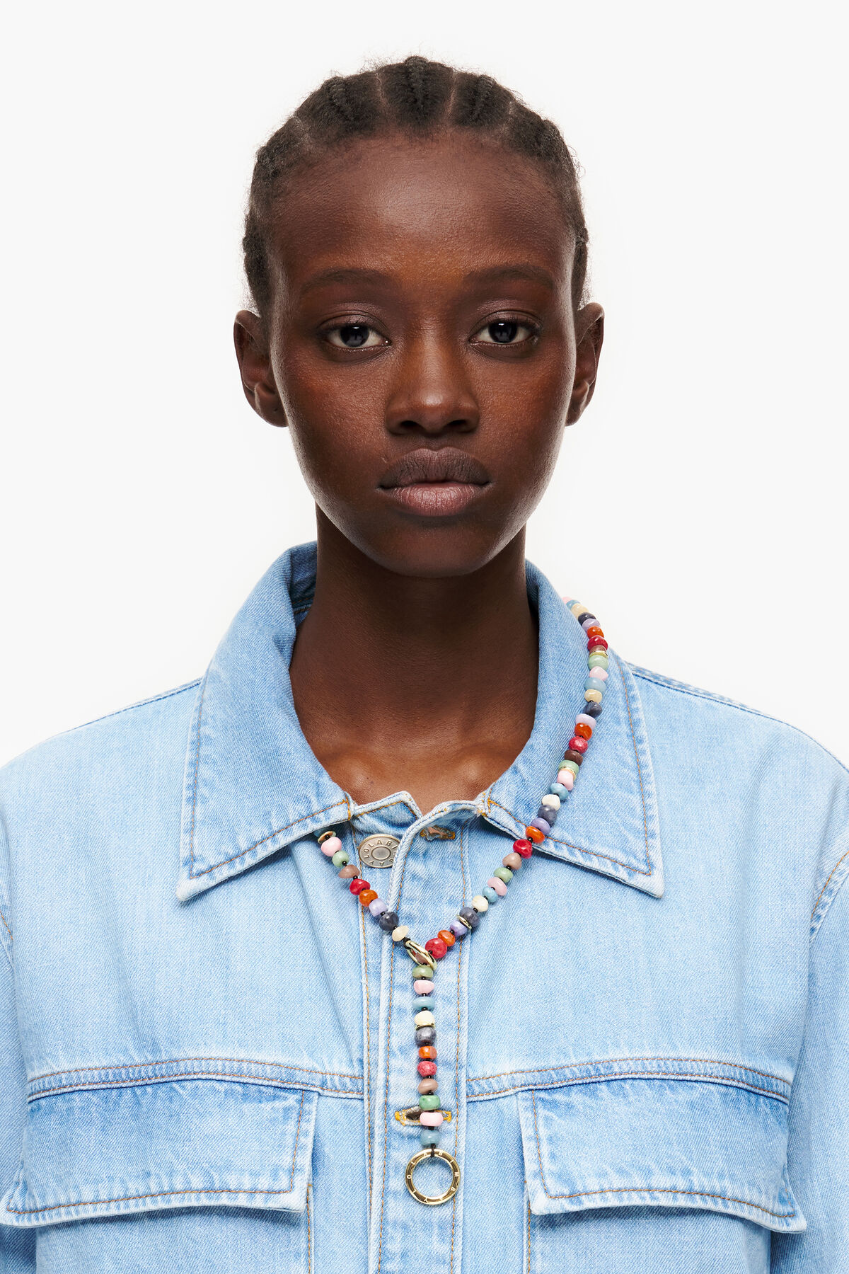 Collar largo piedras multicolores