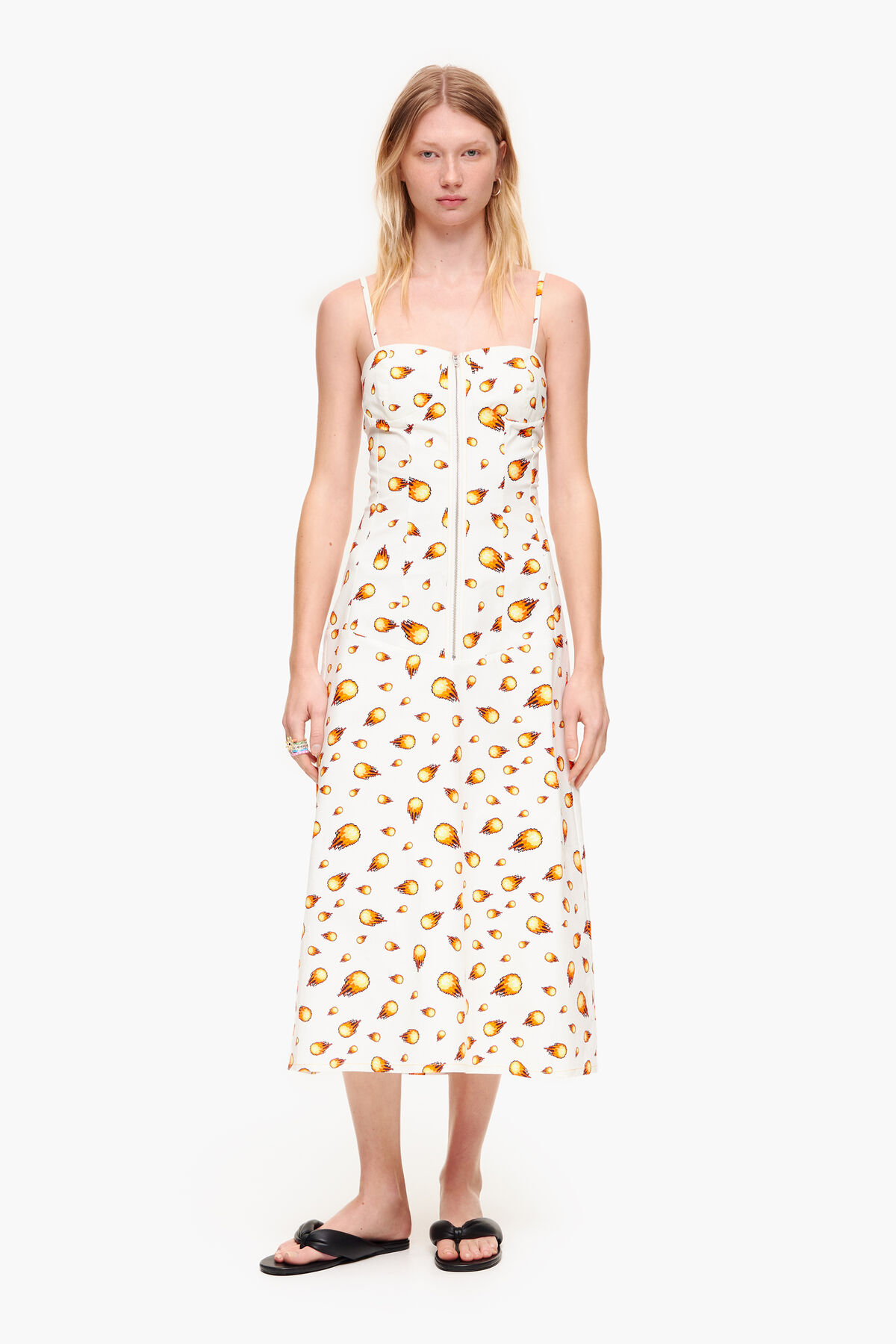 Vestido maxi print Fire blanco