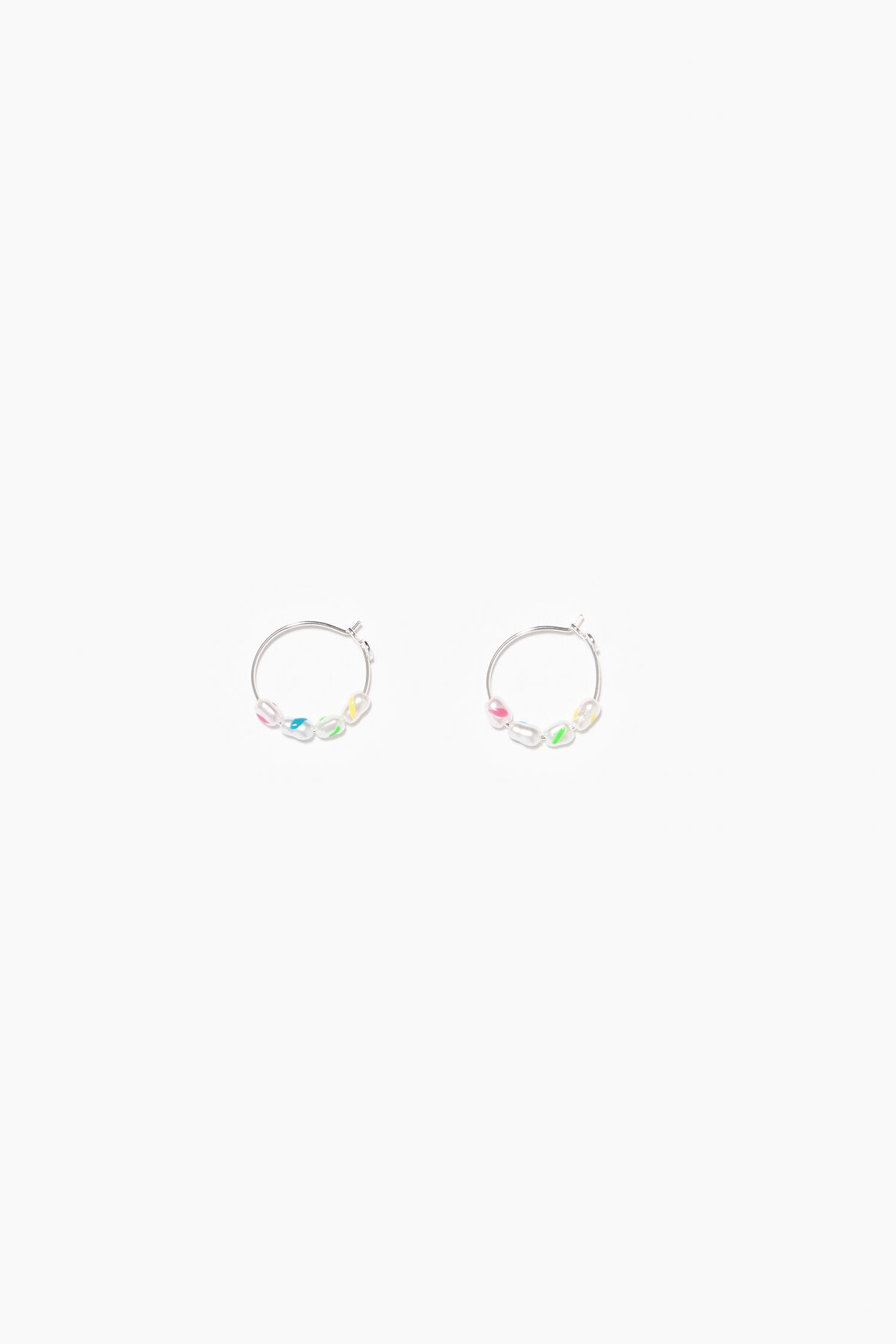 Pendientes aro pequeño perlas multicolores