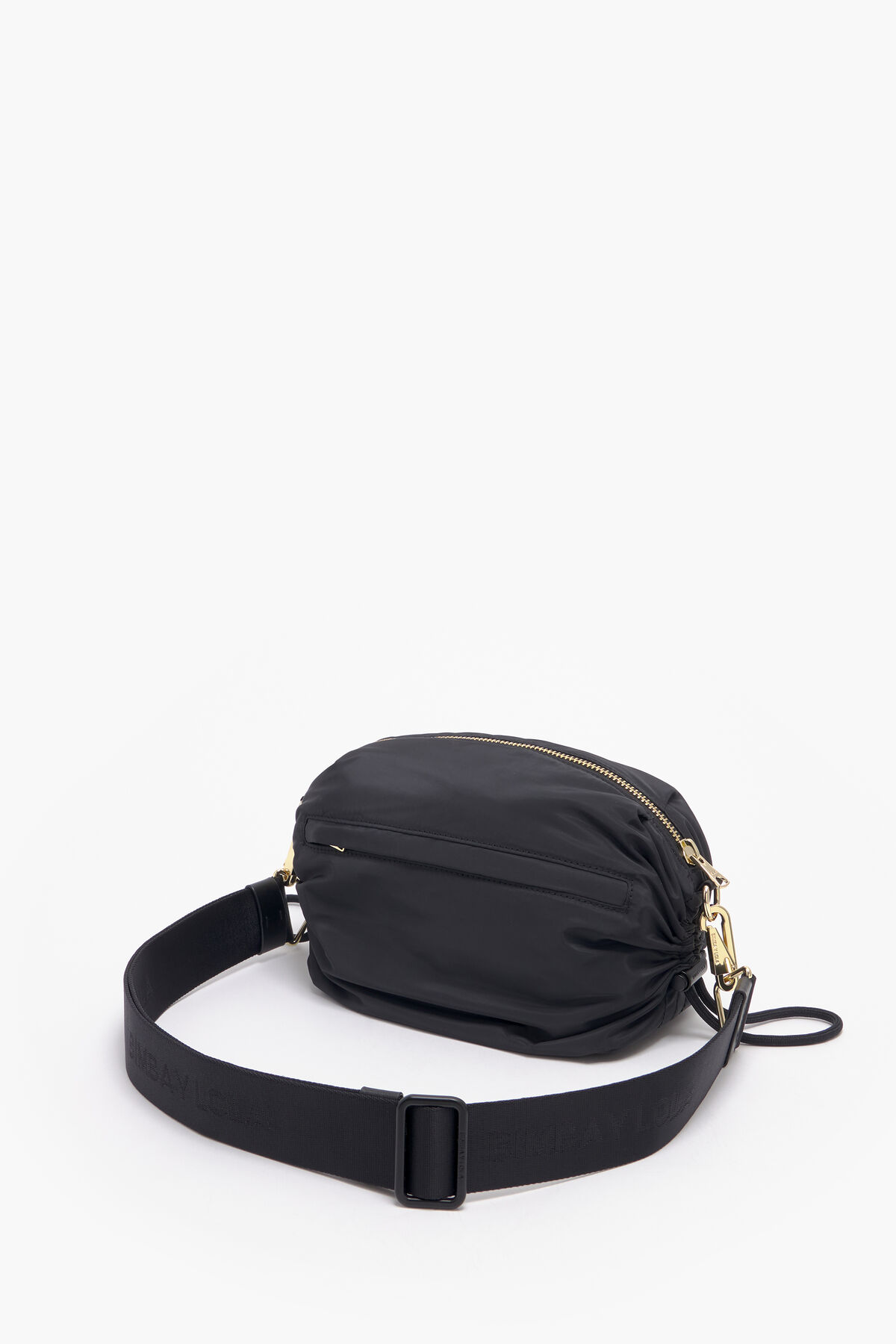 Bolso bandolera M nylon frunces negro