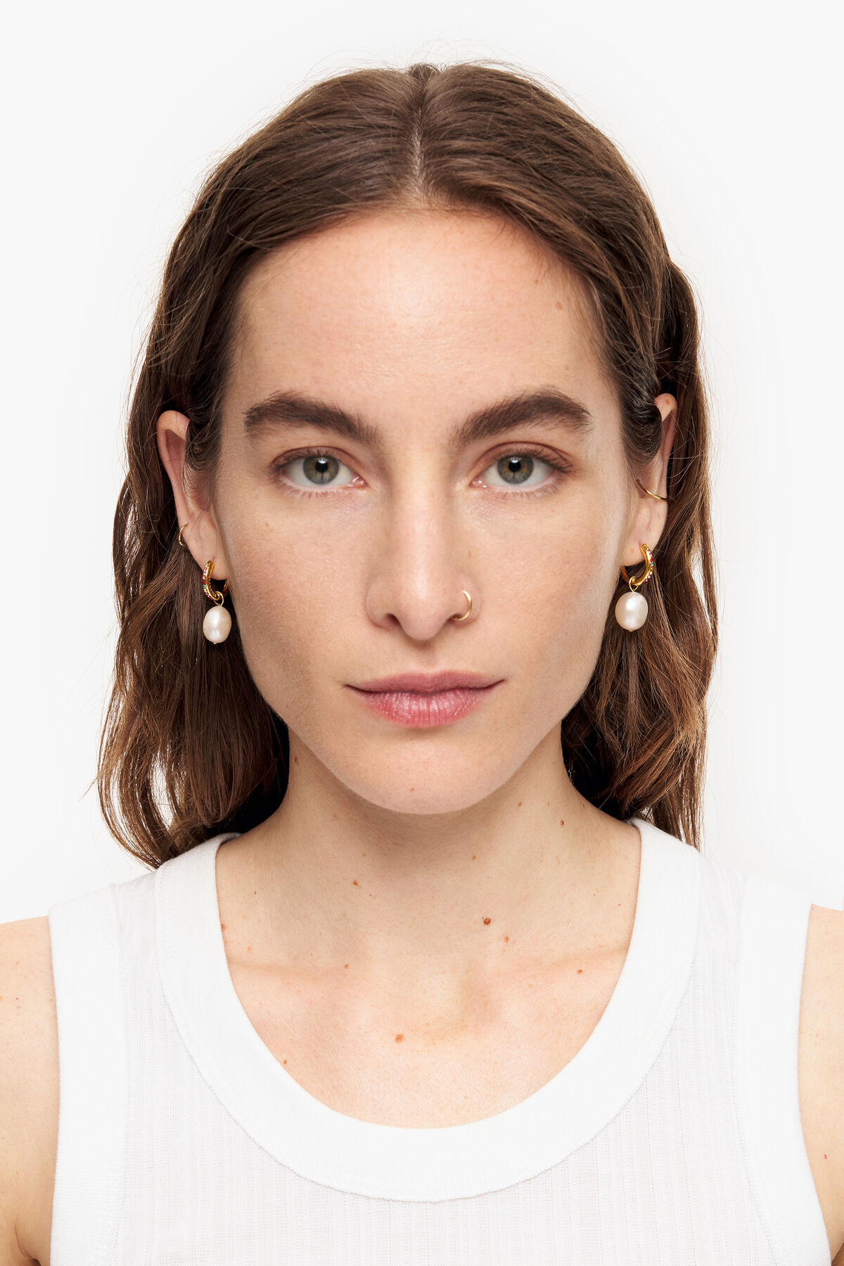 Pendientes aro mini perla multicolores