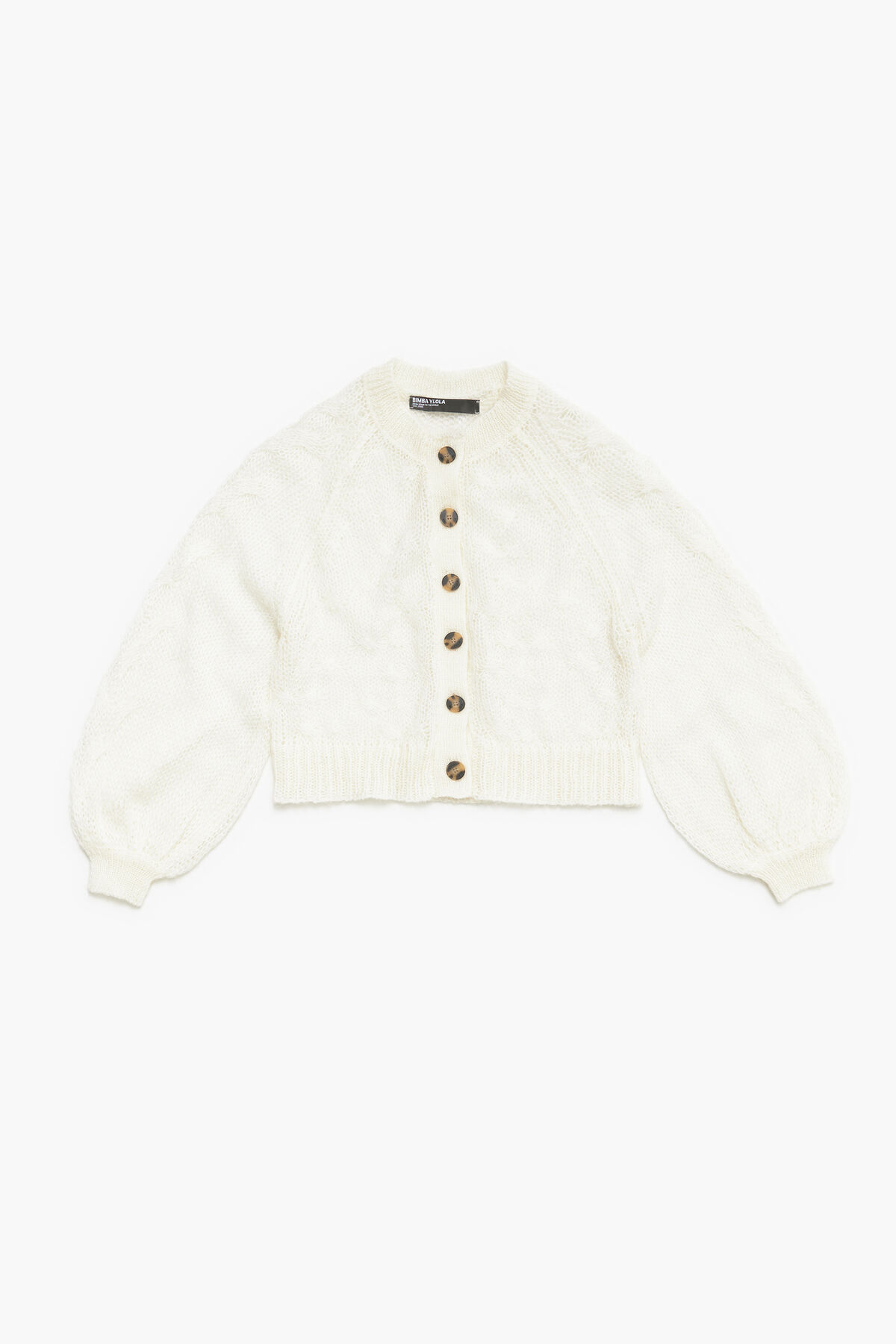 Cárdigan calados mohair crudo