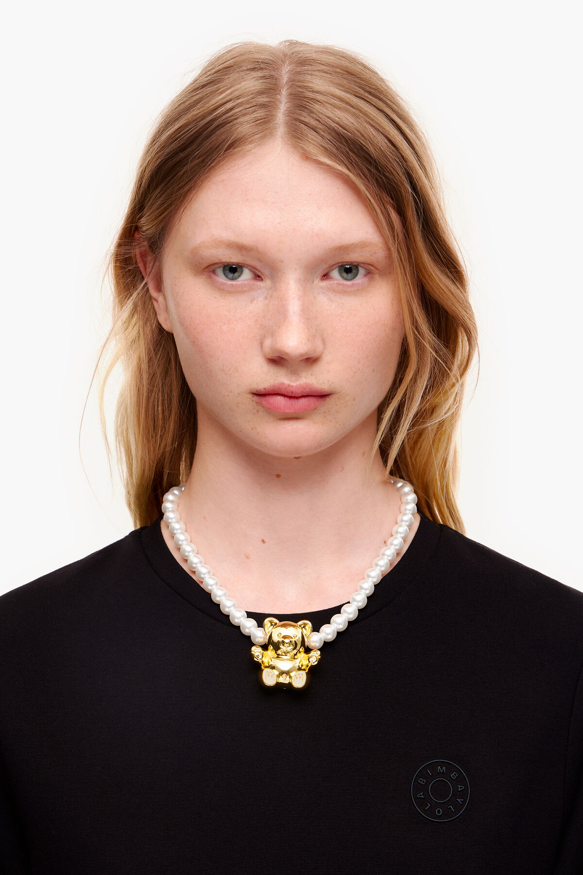 Collar perlas oso dorado