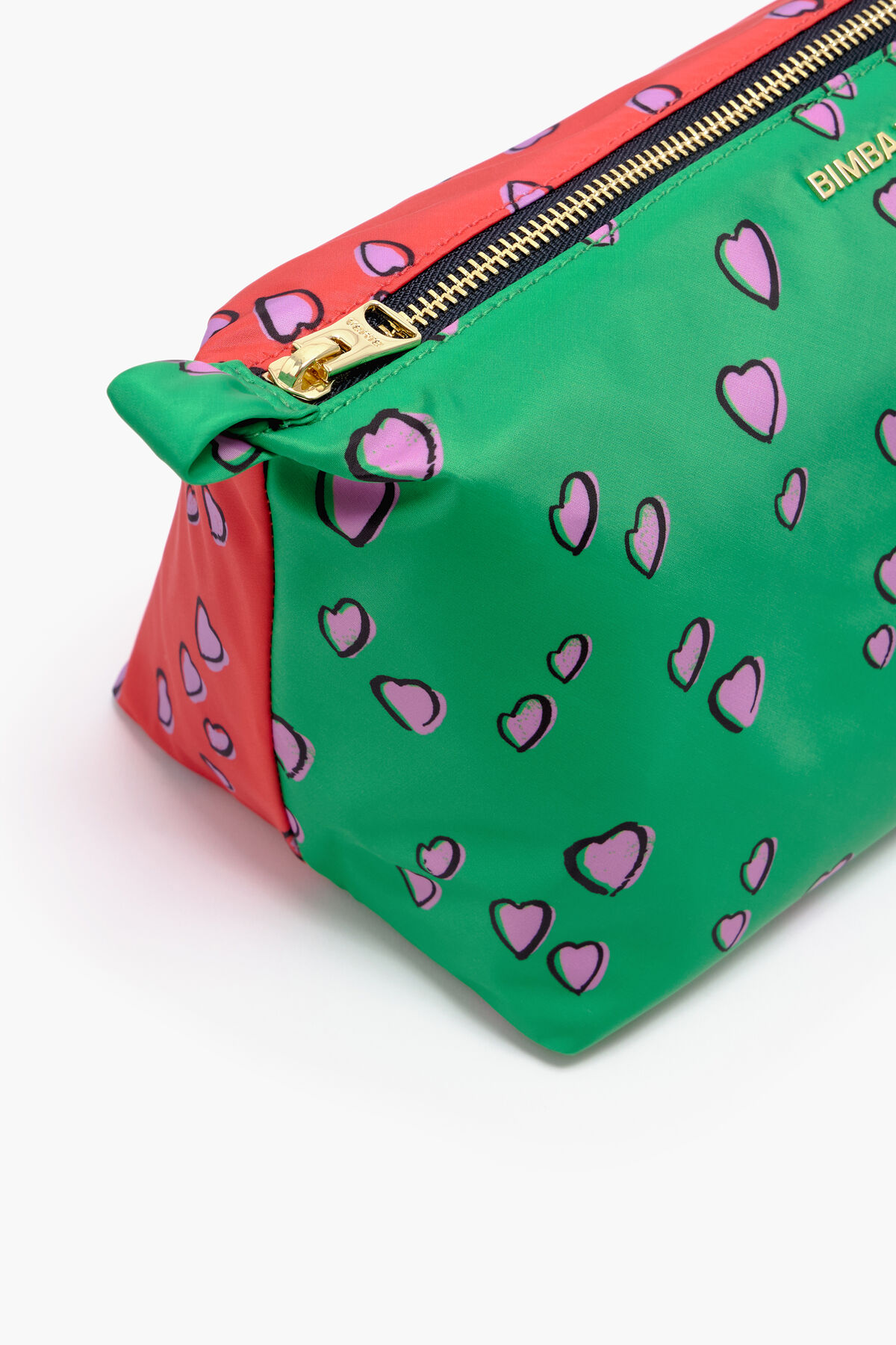 Neceser trapecio L print Small Hearts verde