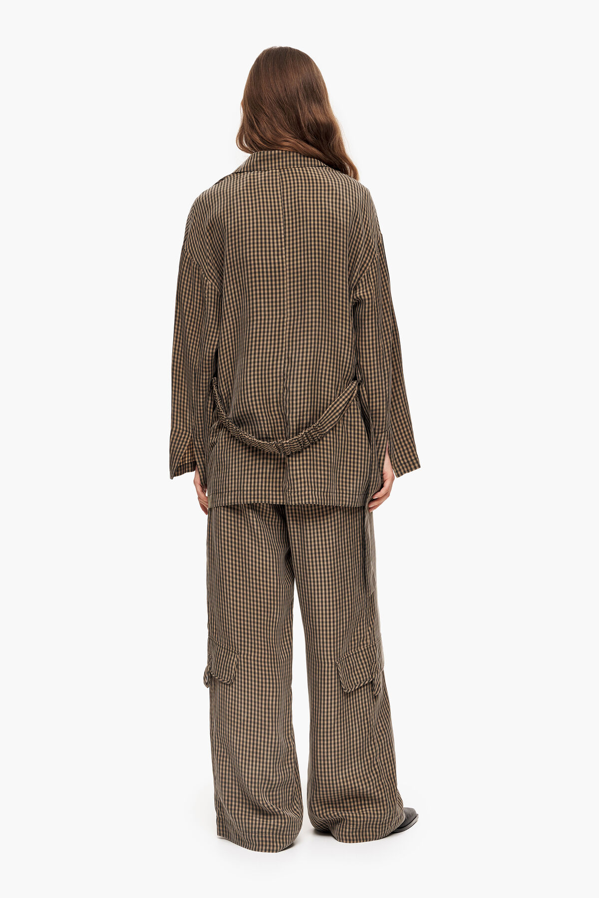 Blazer oversize vichy marrón