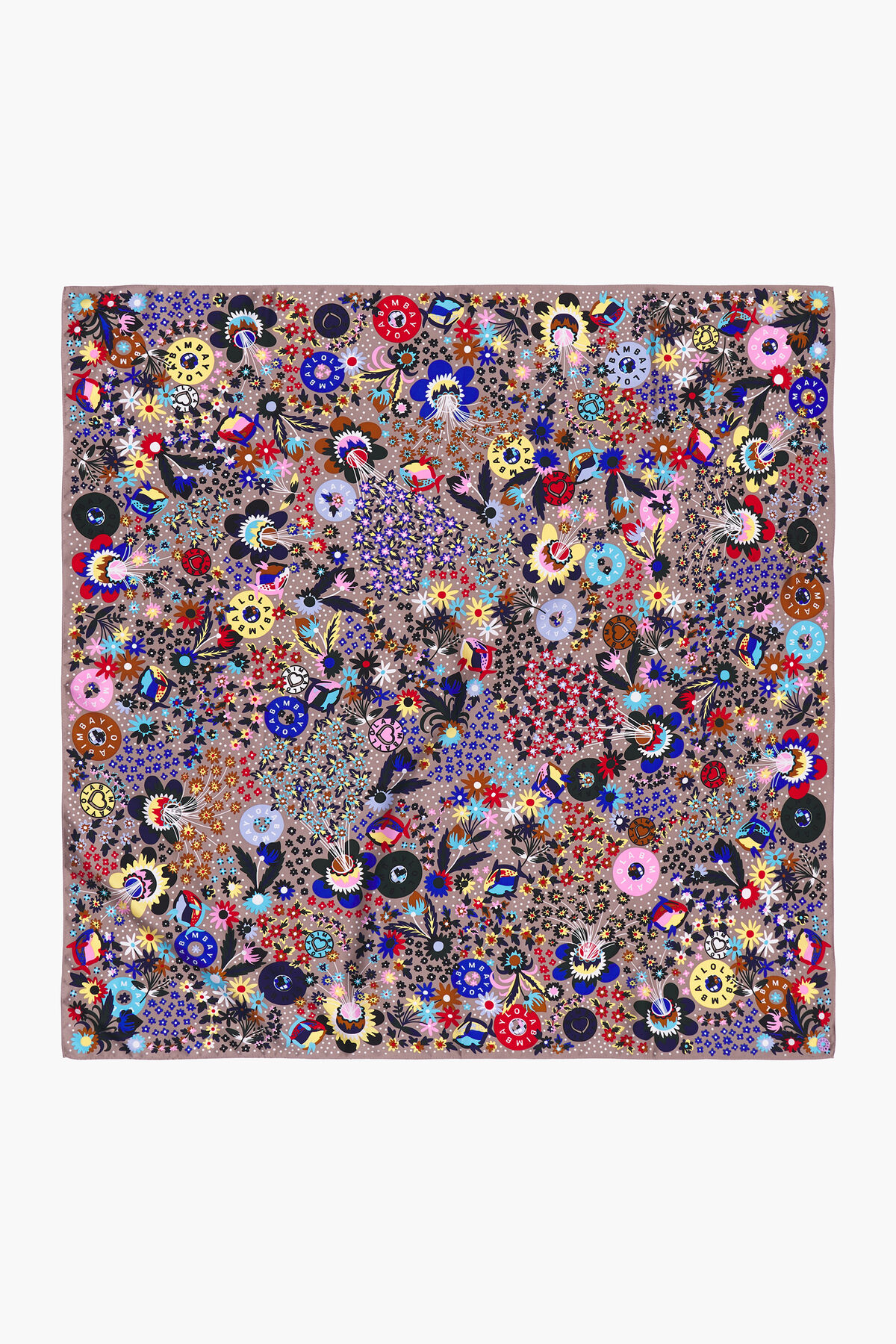 Pañuelo flores y logos topo