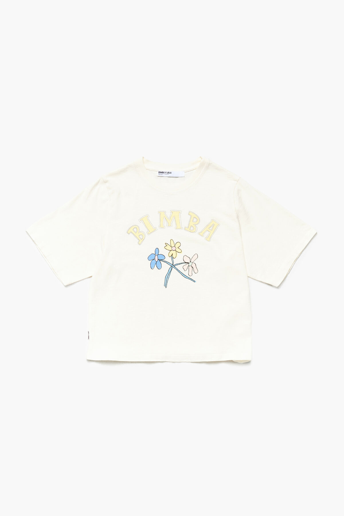 Camiseta algodón logo Bimba flor vainilla