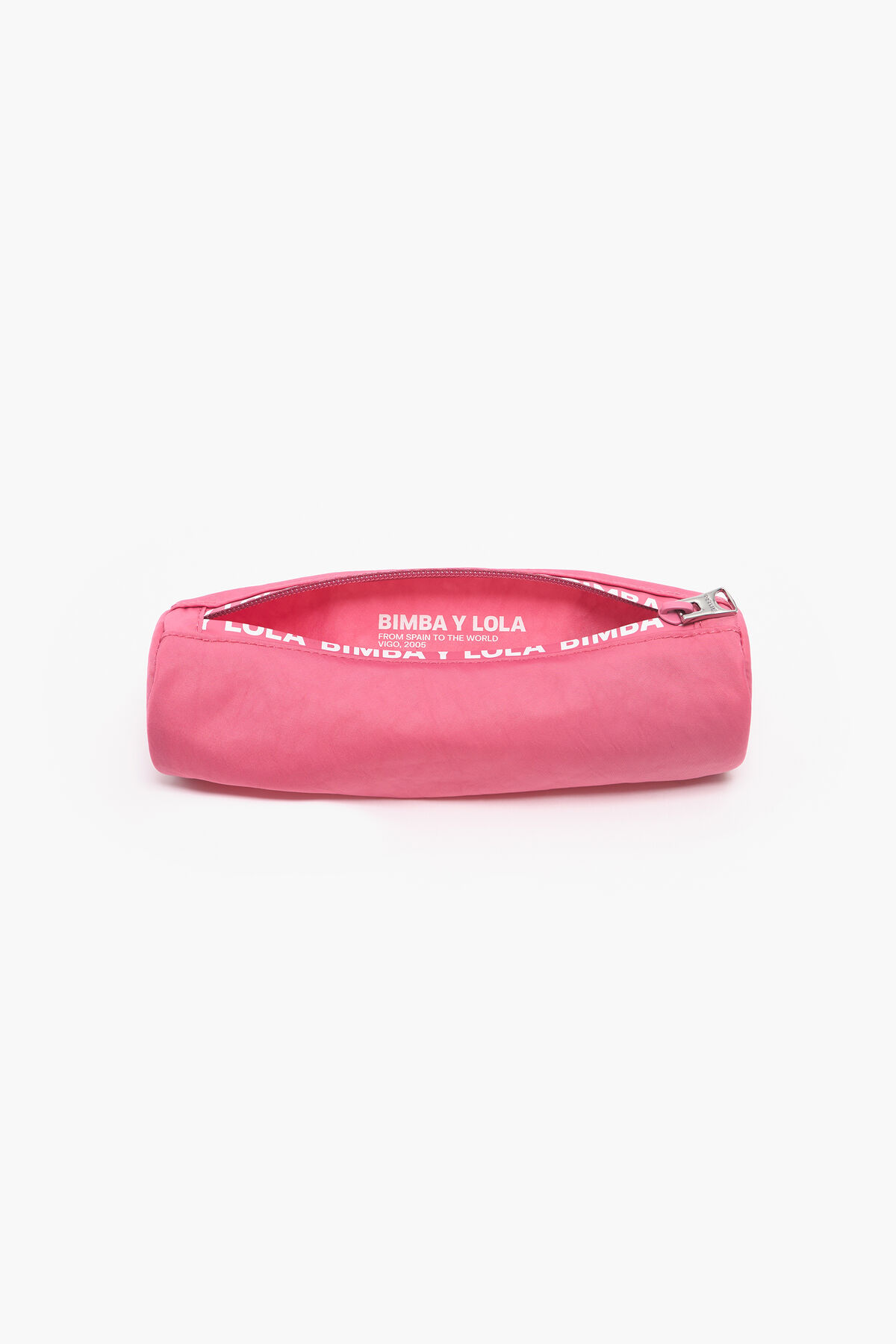Estuche cilíndrico nylon rosa