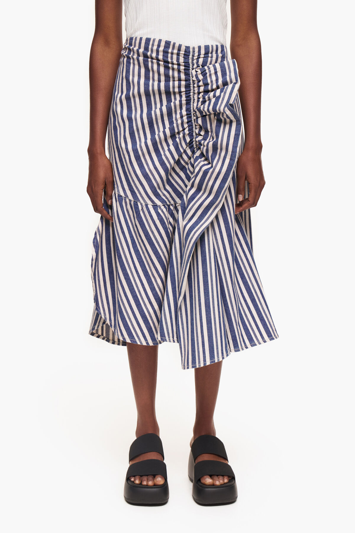 Falda midi vaquera azul