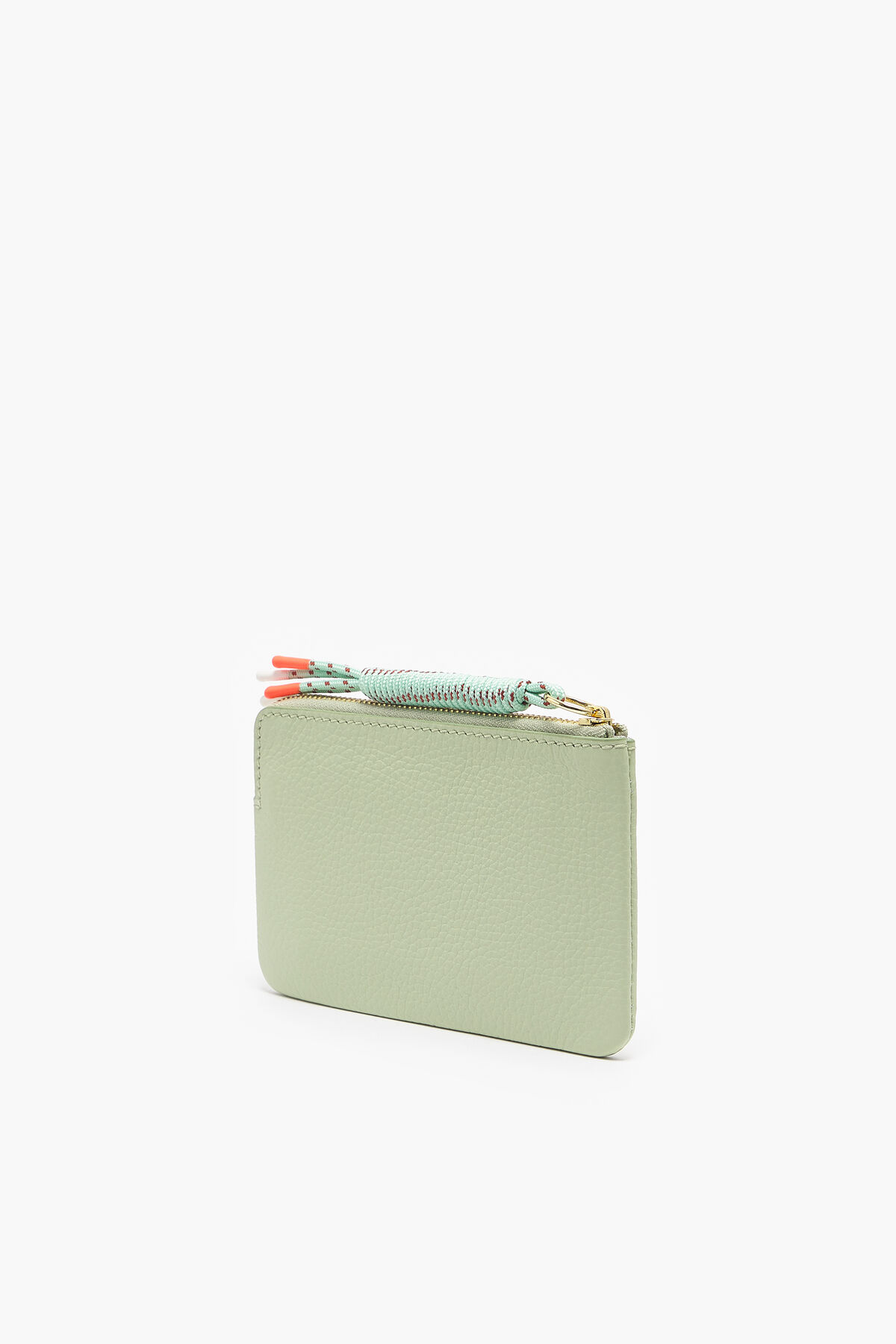 Monedero curvo piel verde pastel