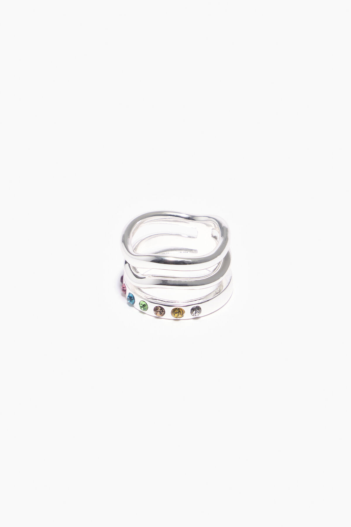 Anillo bandas cristales multicolores