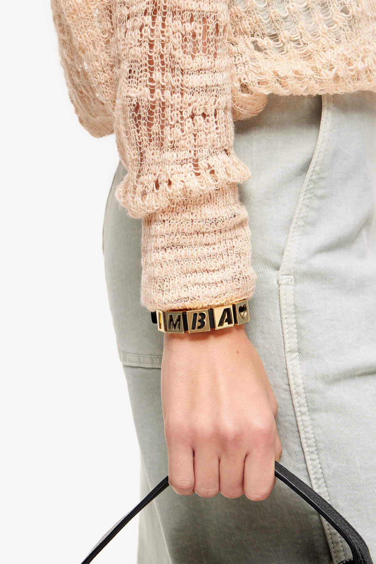 Pulsera letras logo piel negra