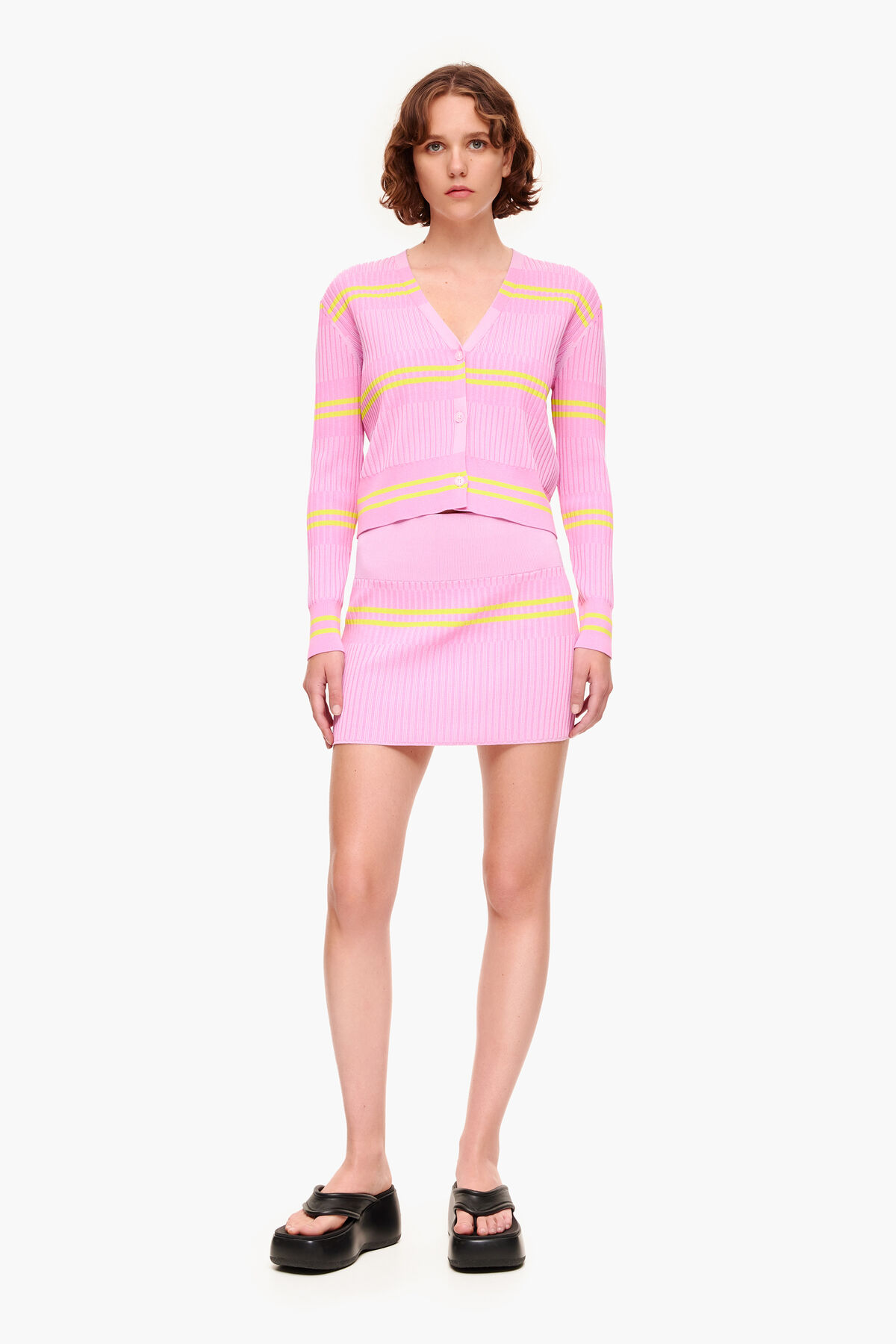 Minifalda canalé rosa