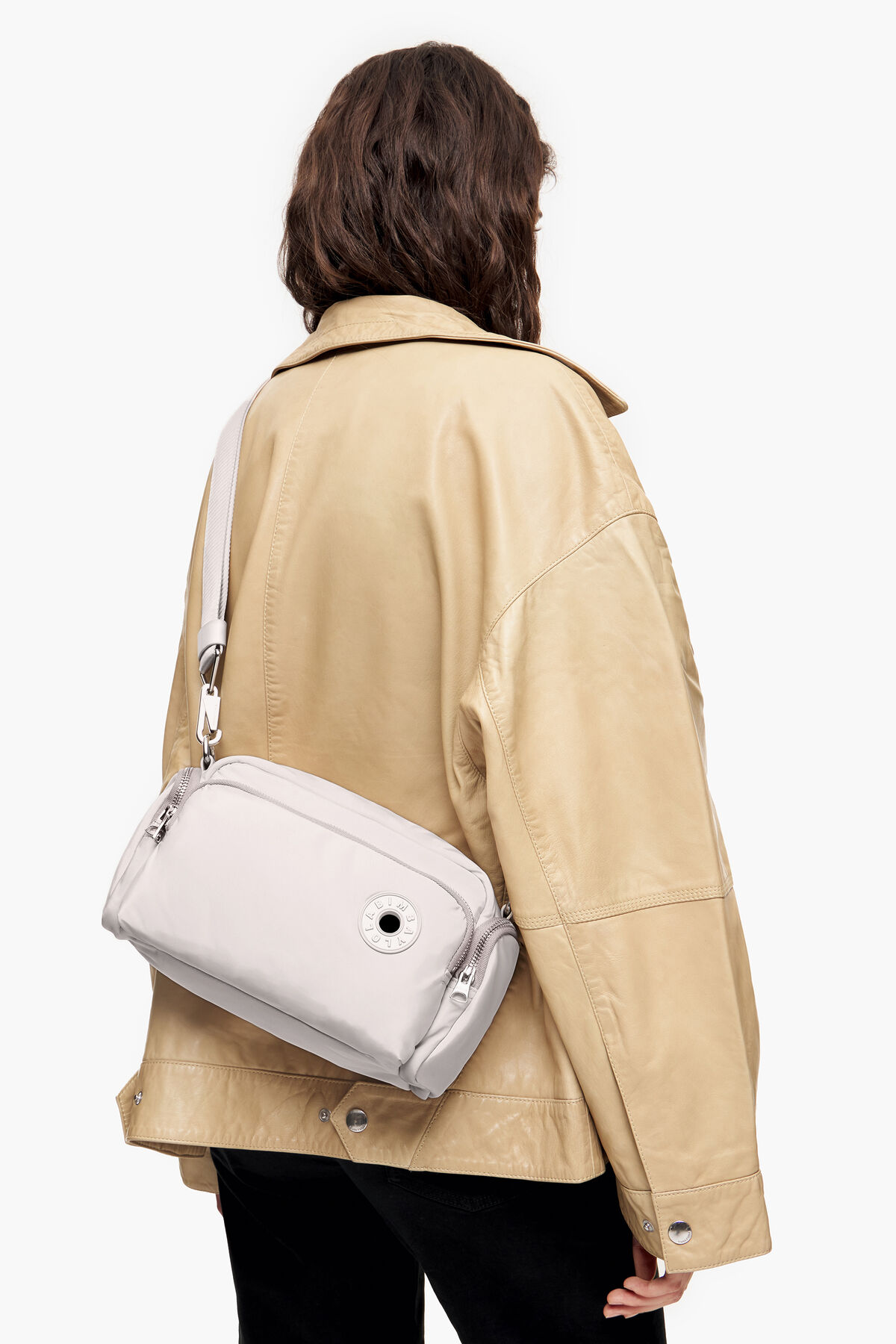 Bolso bandolera M nylon marfil