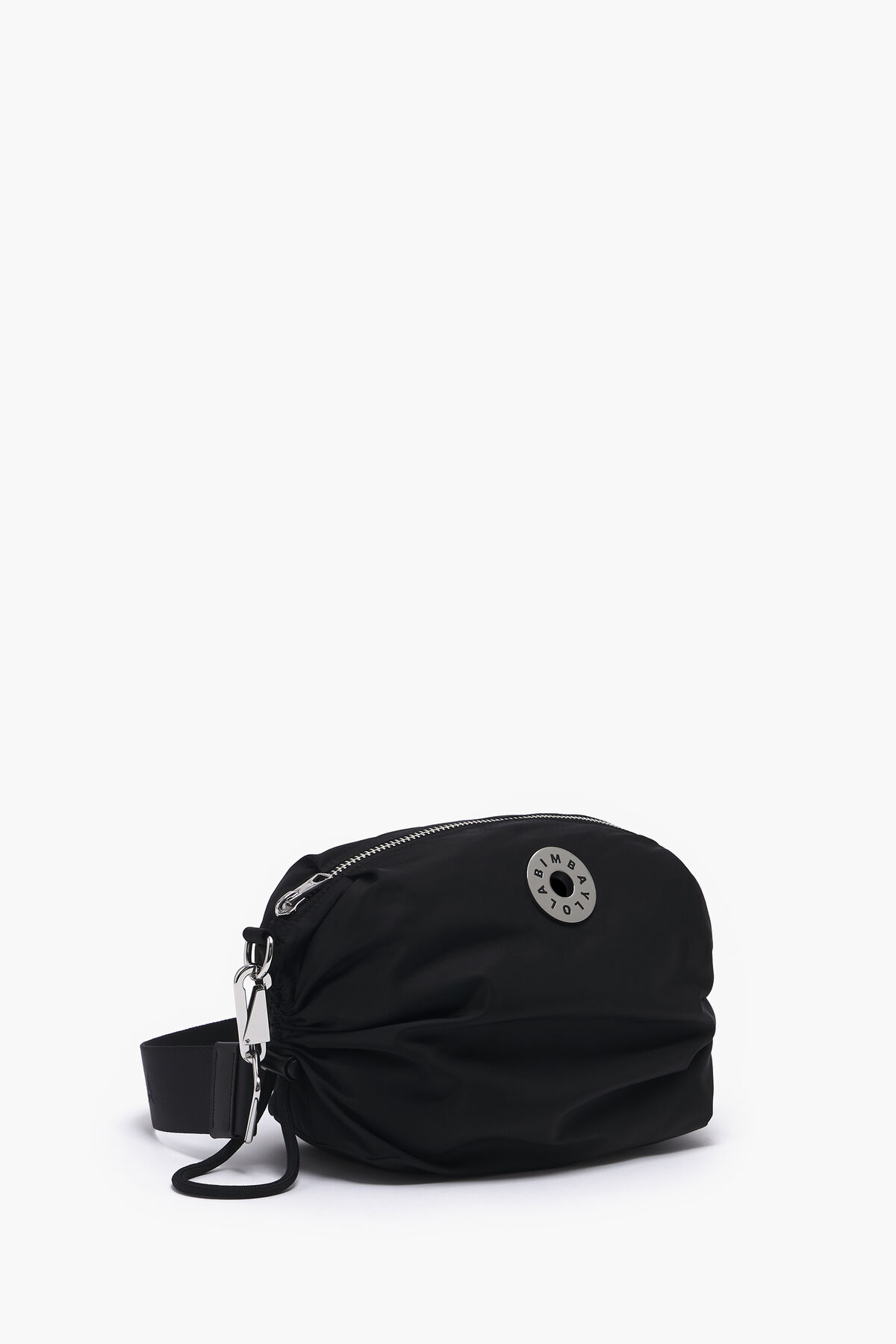 Bolso bandolera M nylon frunces negro