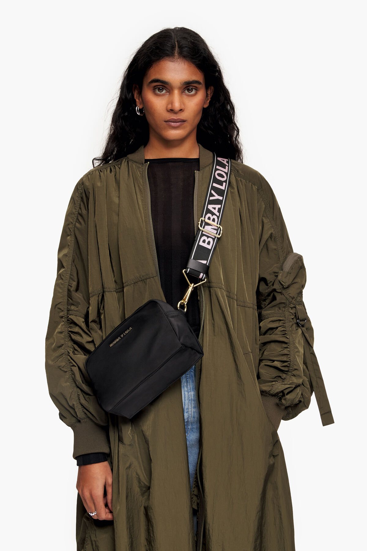 Bolso bandolera S nylon negro