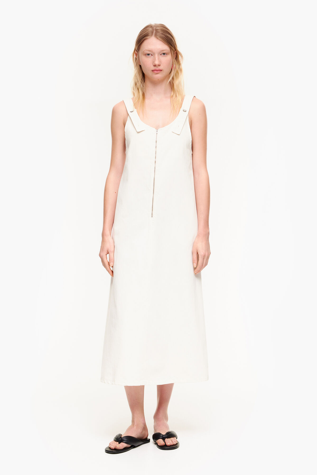 Vestido vaquero blanco roto