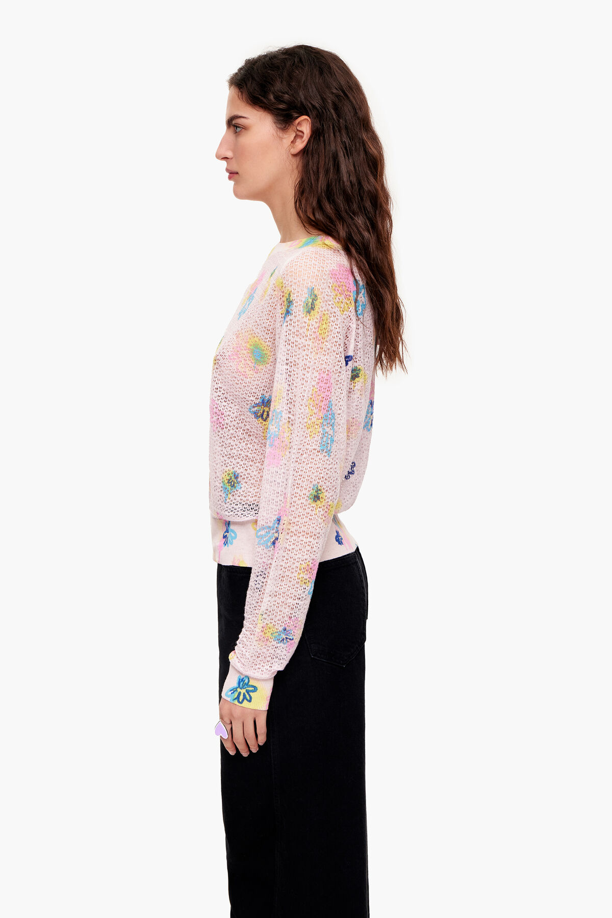 Jersey lino print Spray Flowers rosa