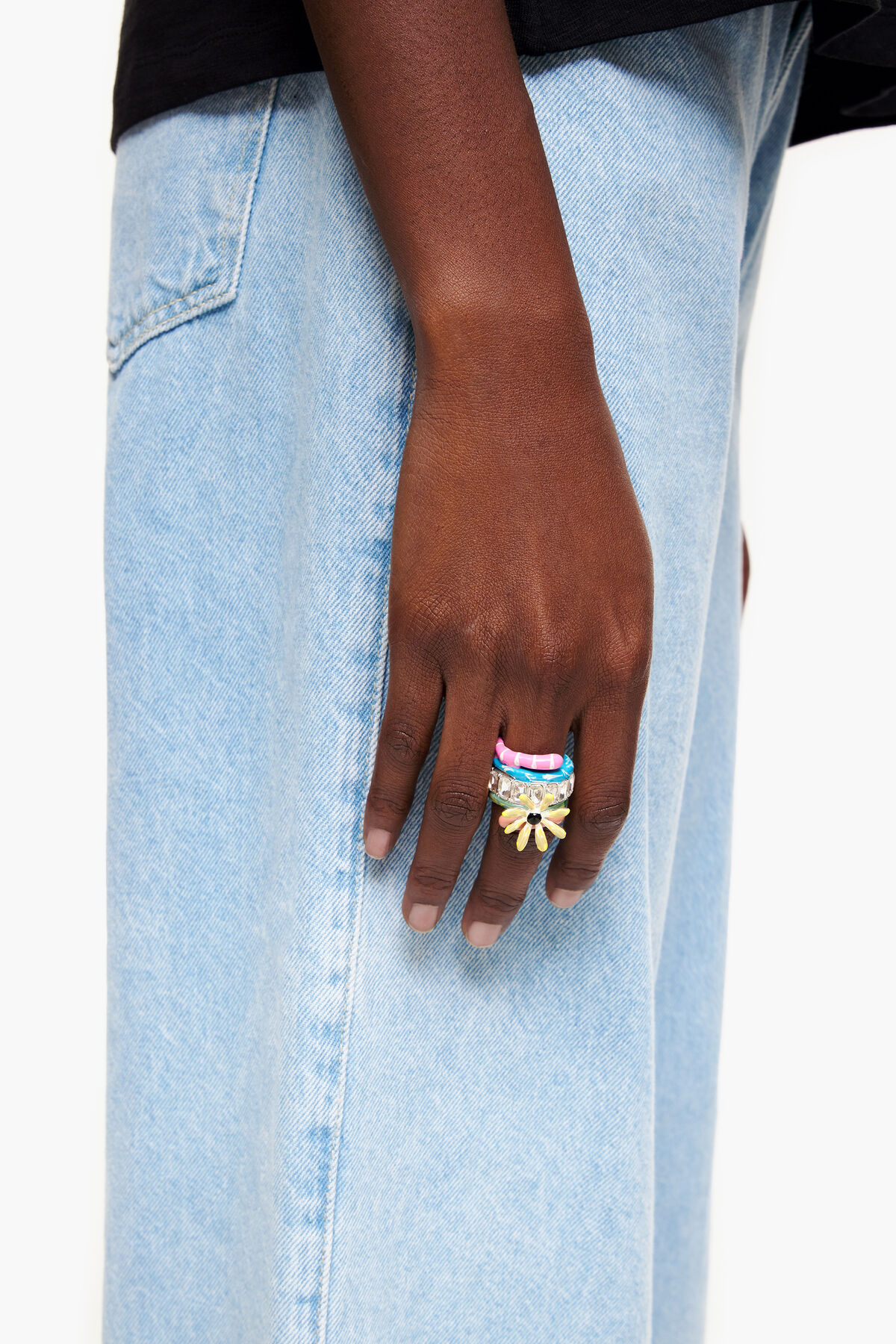 Anillo cristales esmaltes multicolores