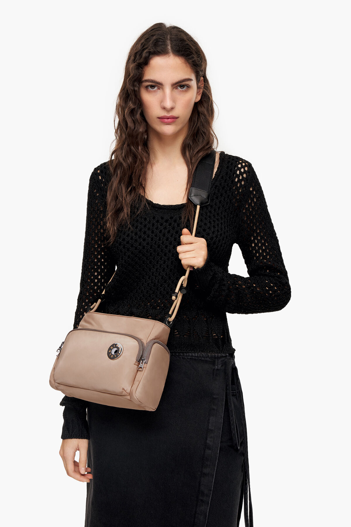Bolso bandolera S nylon camel