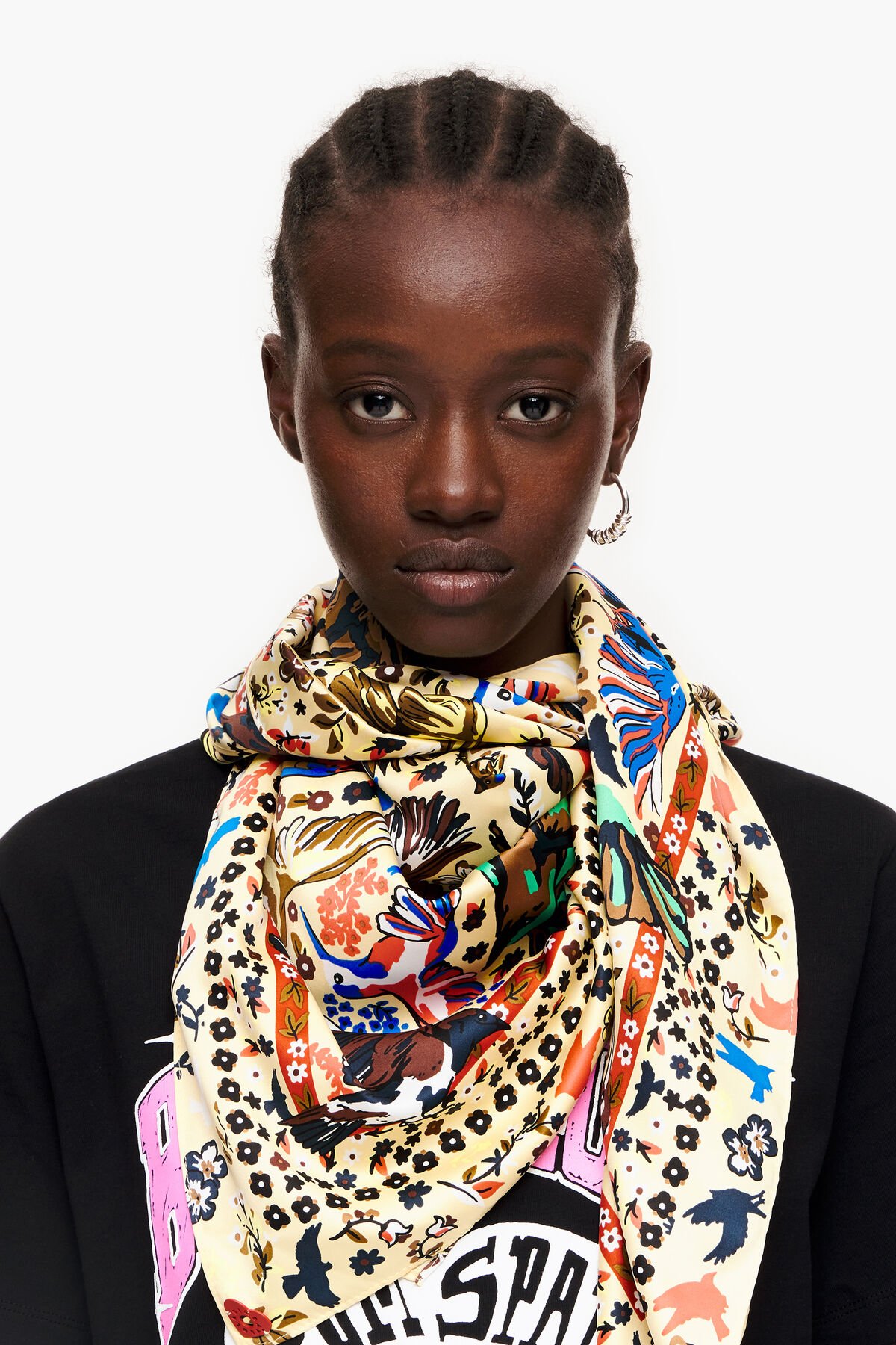 Pañuelo pájaros vainilla